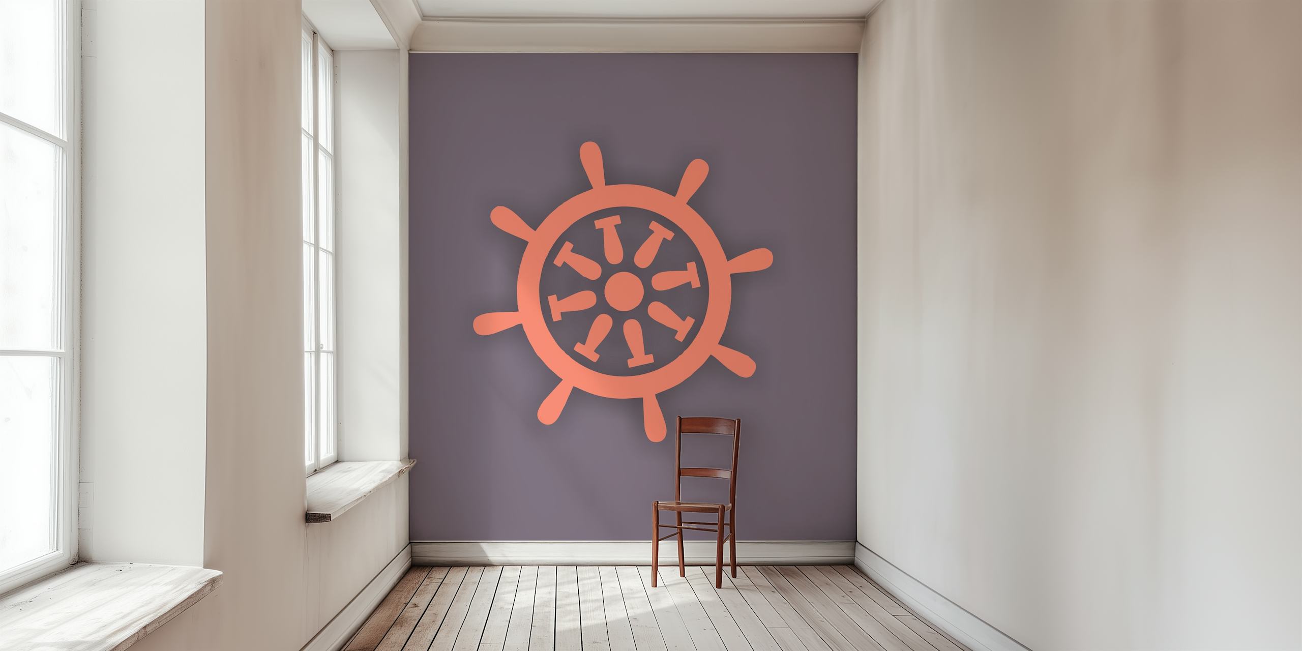 Graphite Rust Orange Rudder wallpaper in a room