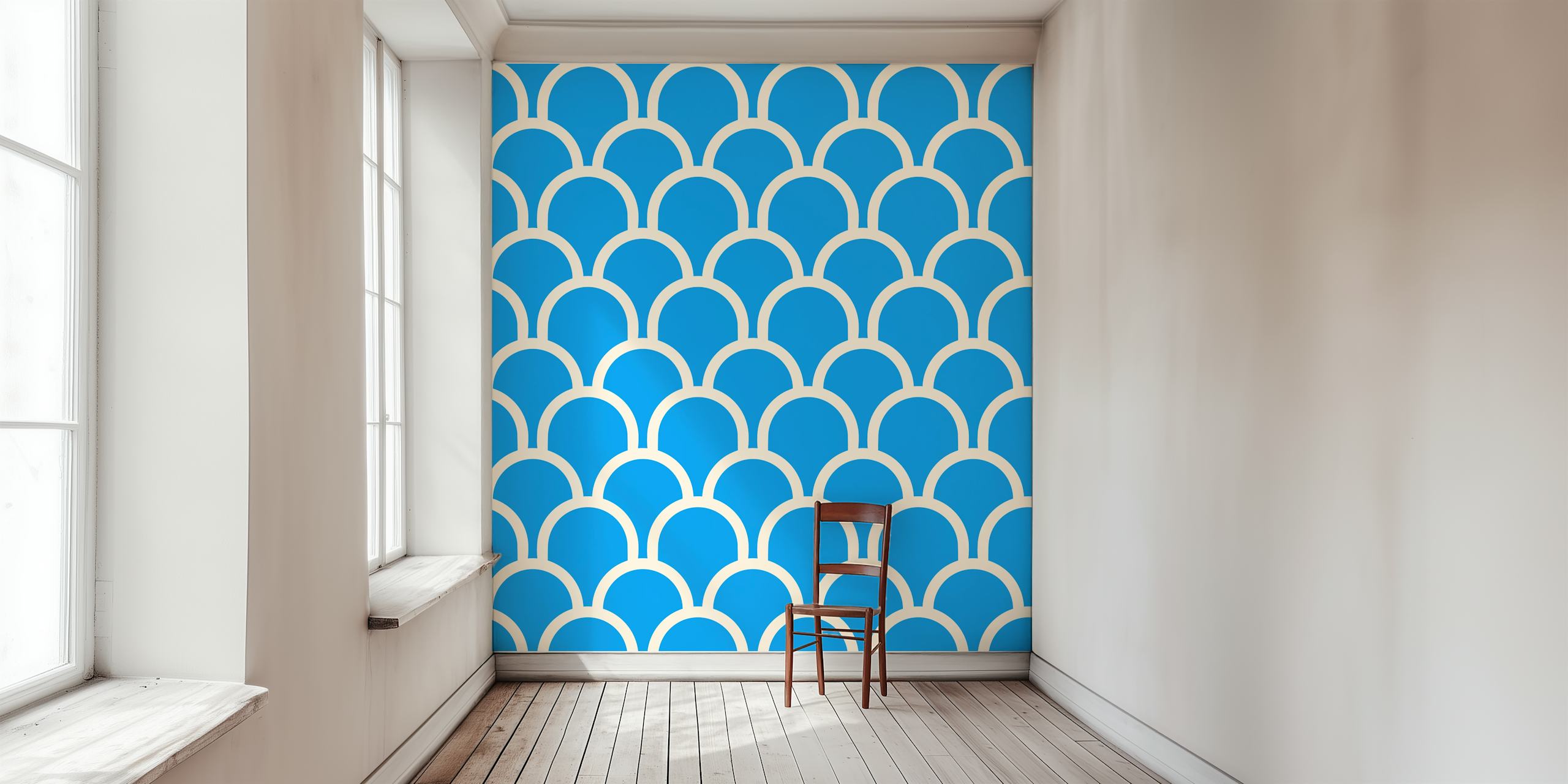 Σχέδιο ταπετσαρίας Scallop Blue σε δωμάτιο