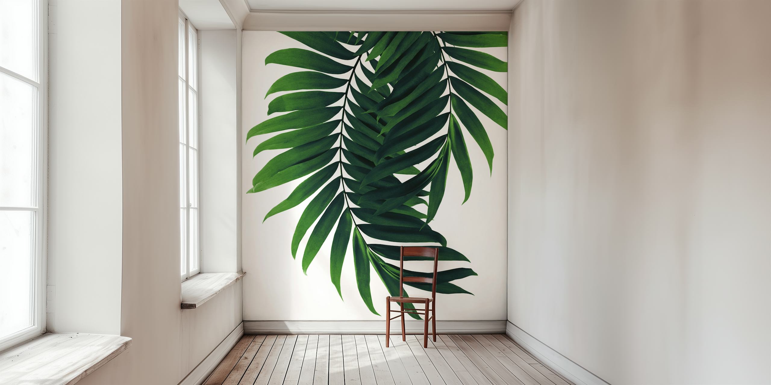 Papier peint mural de feuilles de palmier vertes luxuriantes pour un décor tropical