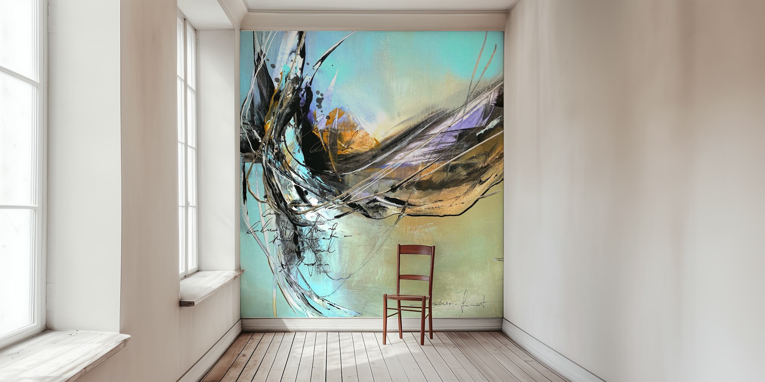 Spring Dance Abstract Art wallpaper in a room