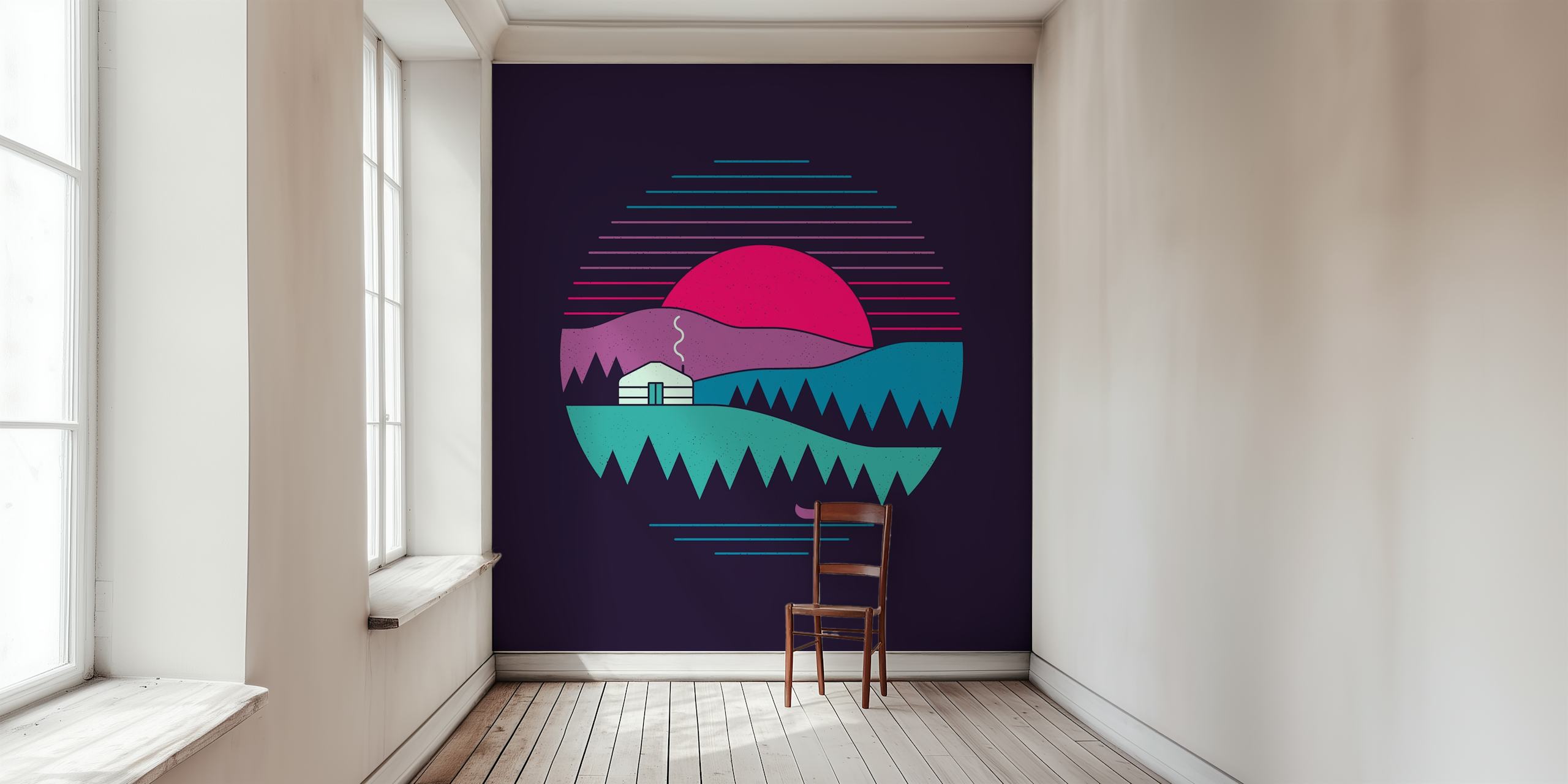 Colorful landscape wallpaper for interior decor
