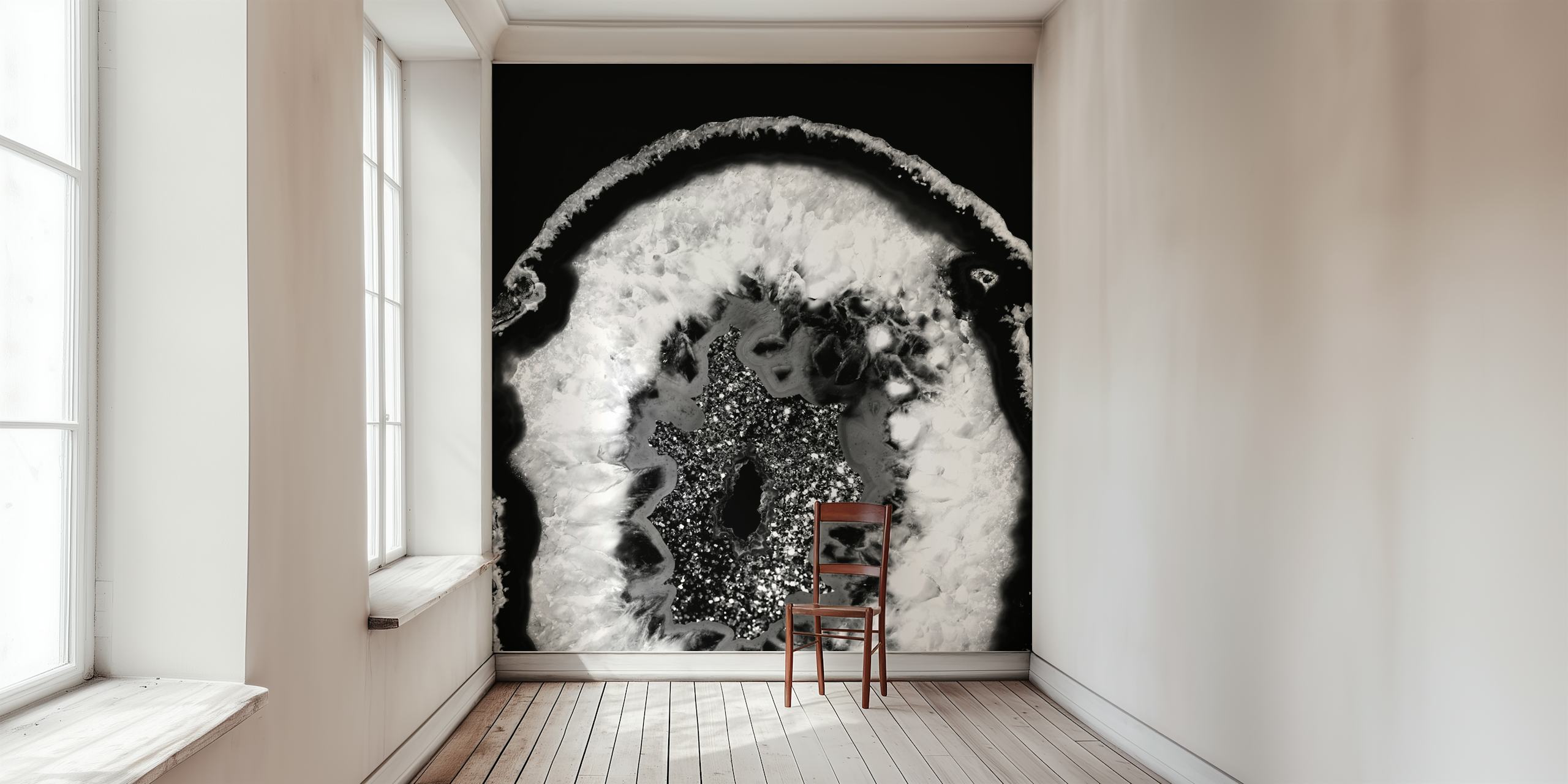 Gray and black agate design with glitter accents wallpaper