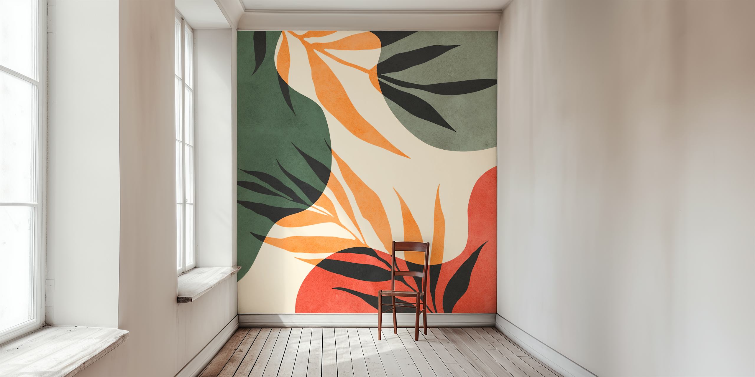 Botanical wanddecoratie ontwerp in een kamer