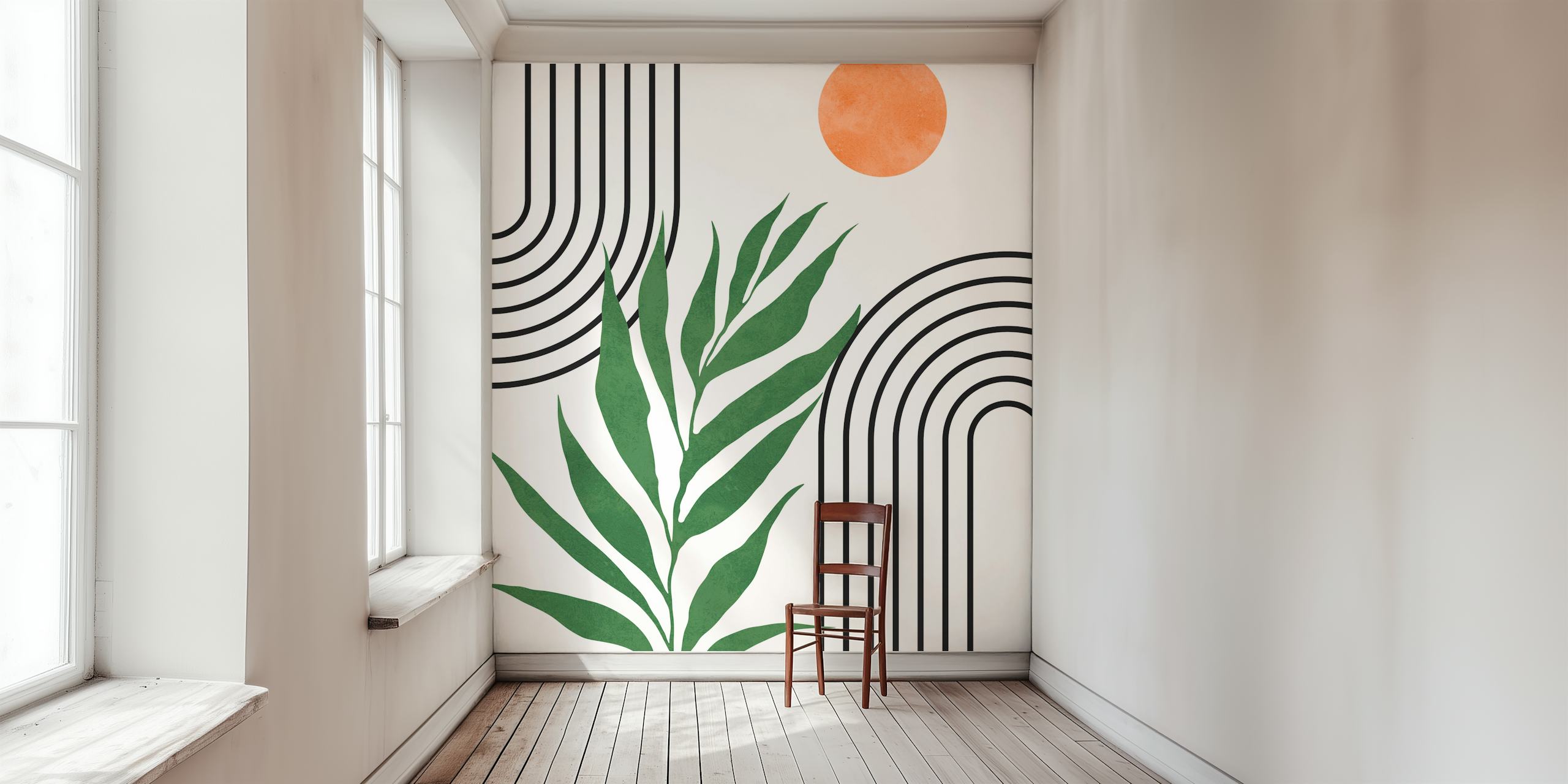 Botanical wallpaper design in a modern setting