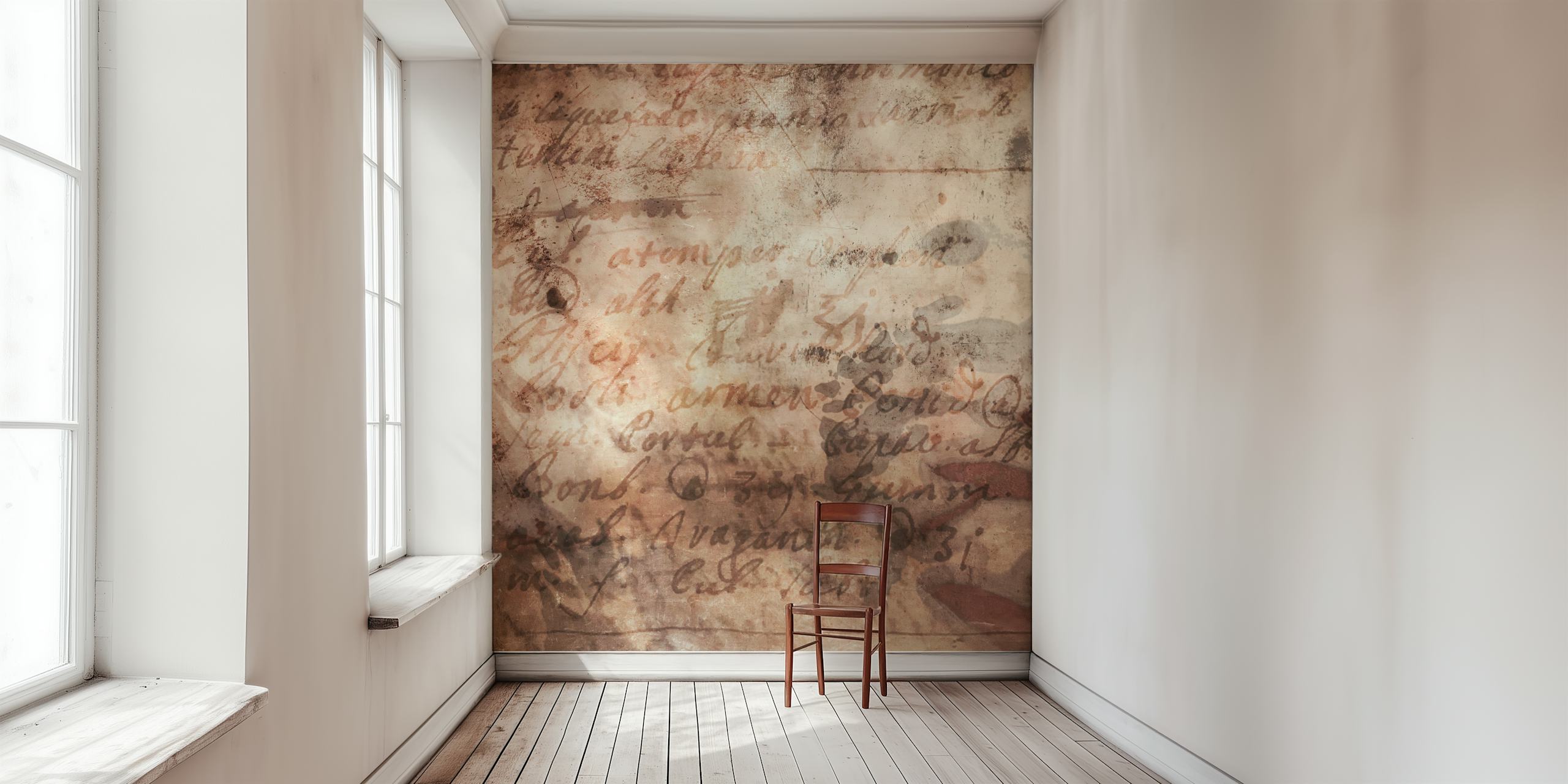 Vintage script design in neutral tones wallpaper
