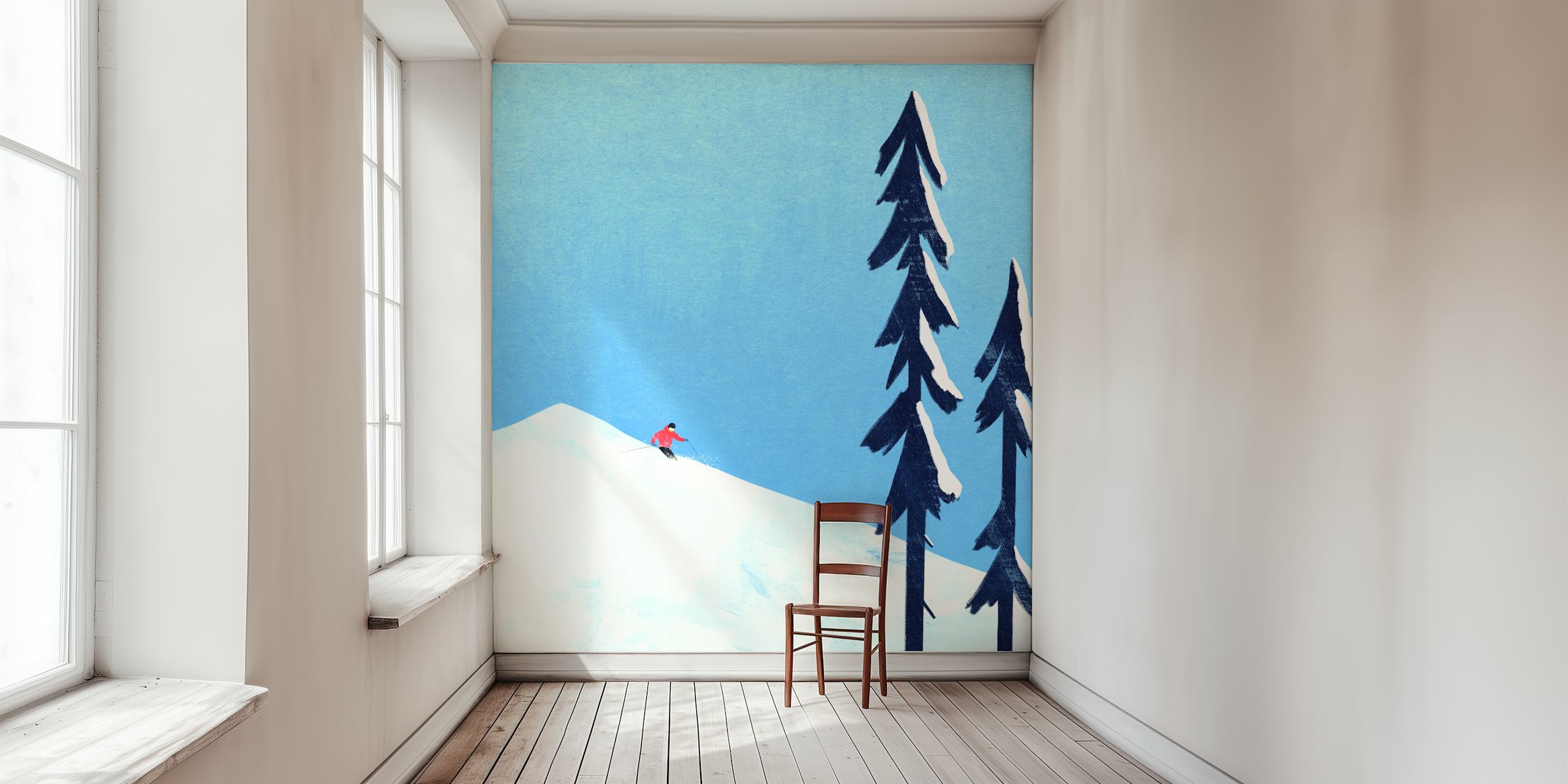 Carta da parati Blue Sky Skiing in una stanza