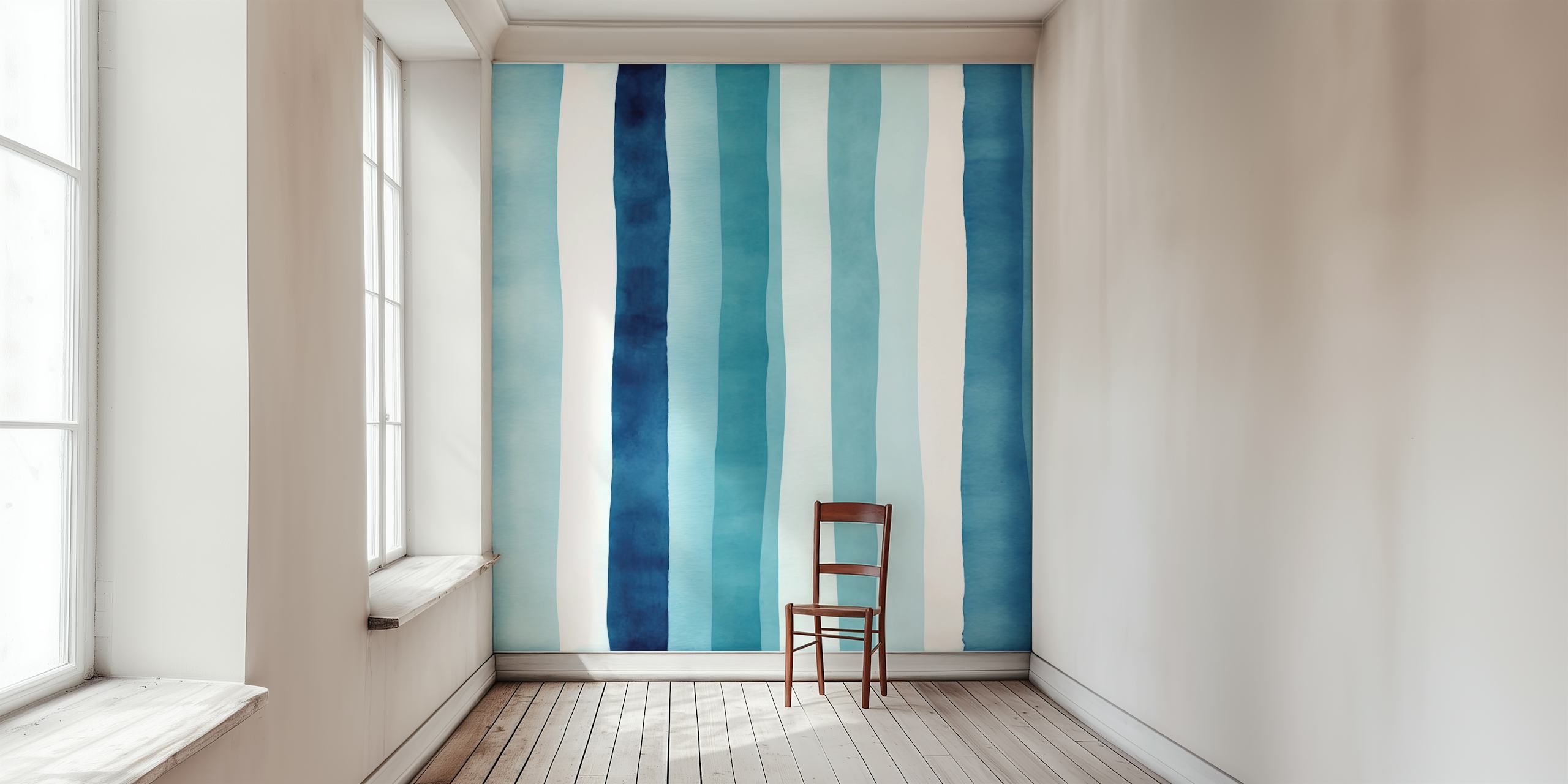Modré teal akvarelové pruhy v místnosti