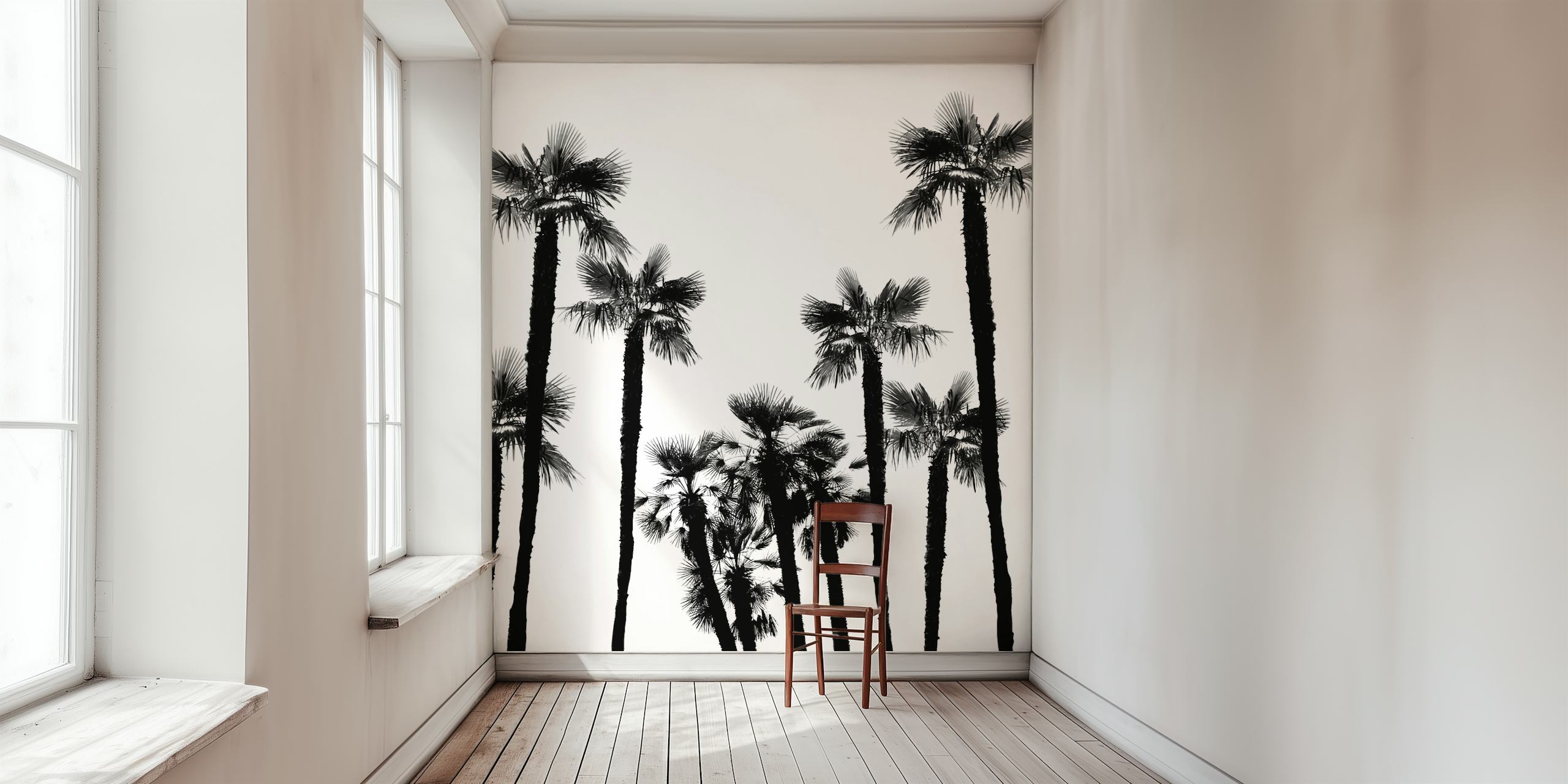 Tropical palm trees wallpaper in a room