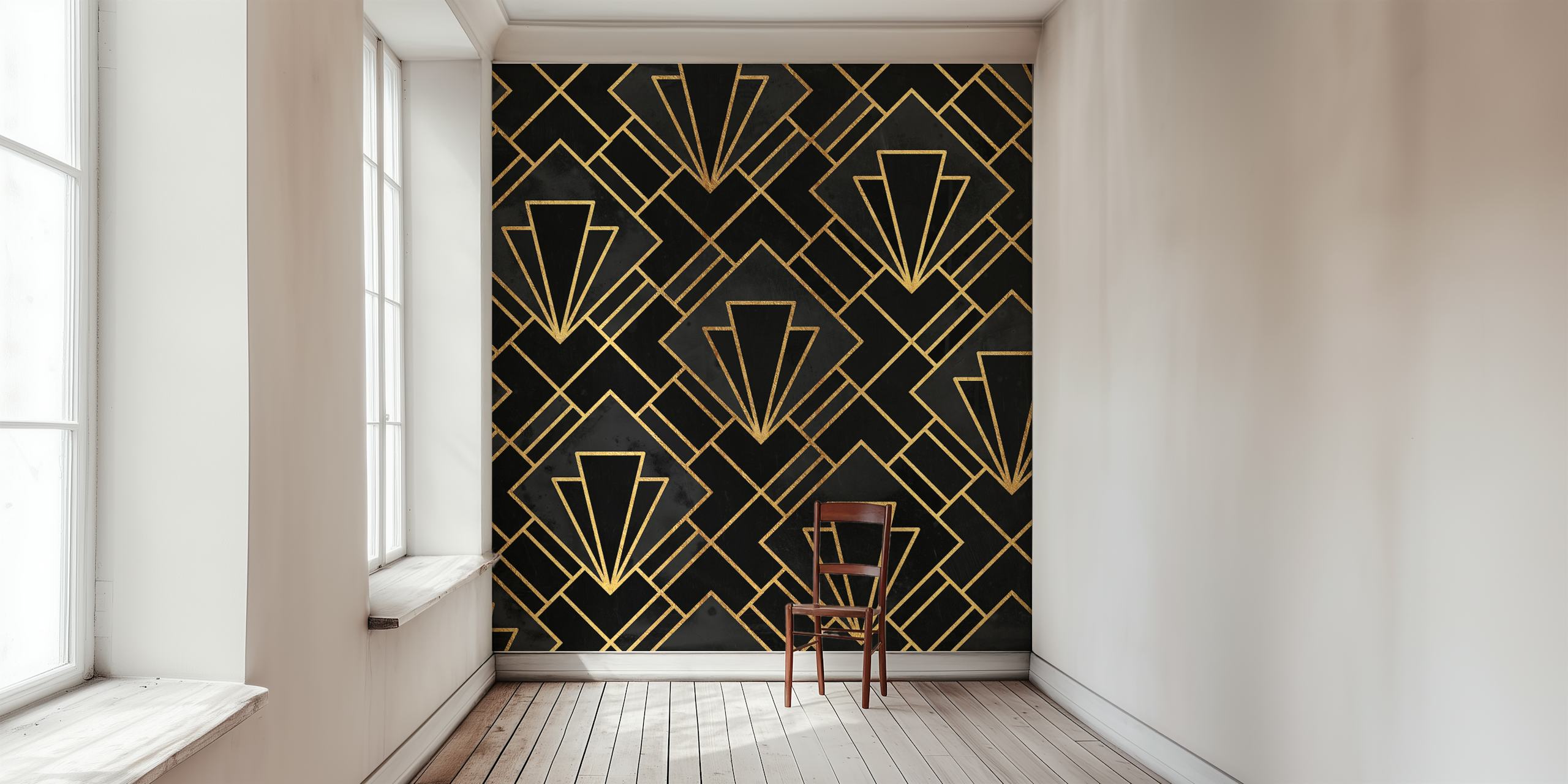 Art Deco Black Night Mosaic wallpaper in a room