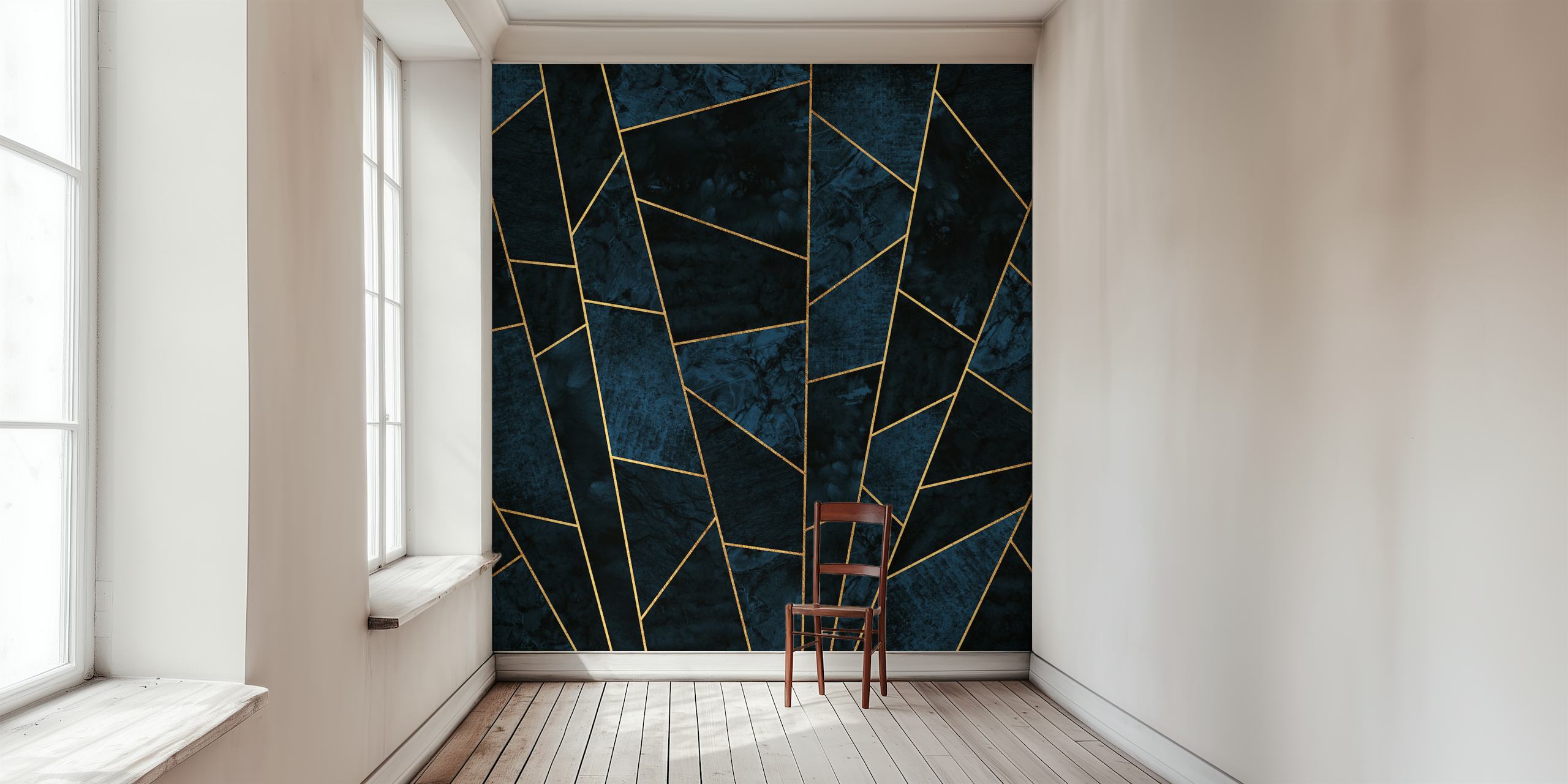 Papel de parede Luxury navy blue tiles mosaic em um quarto