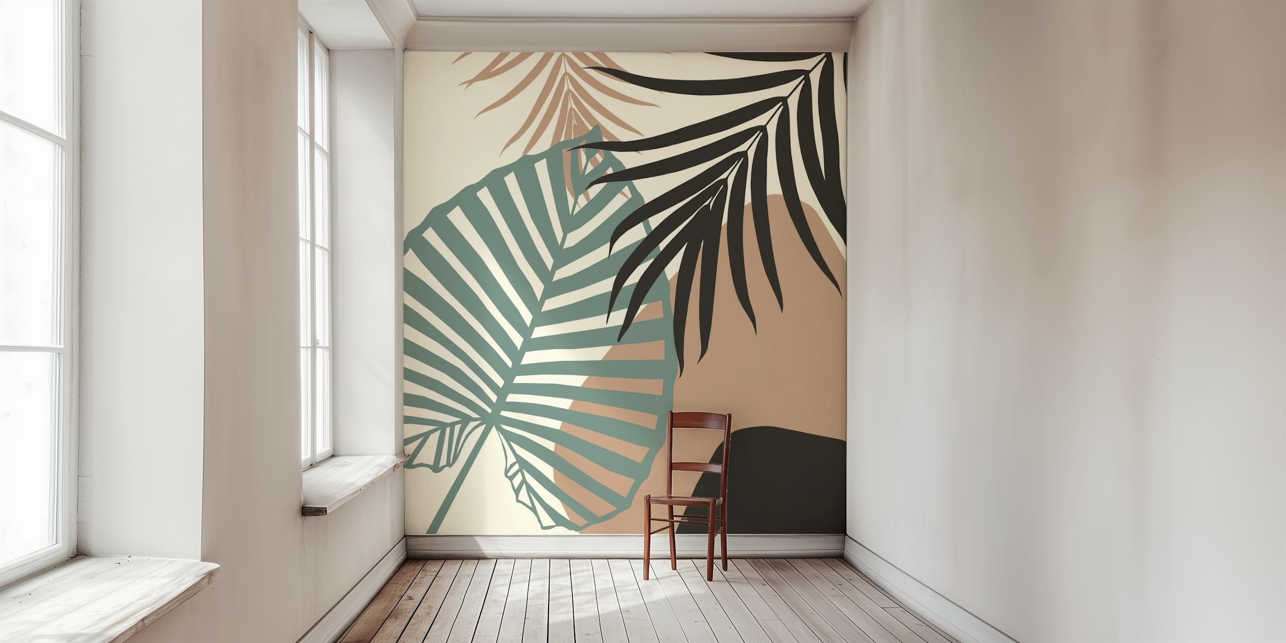 Minimal Jungle Leaves wallpaper in a room