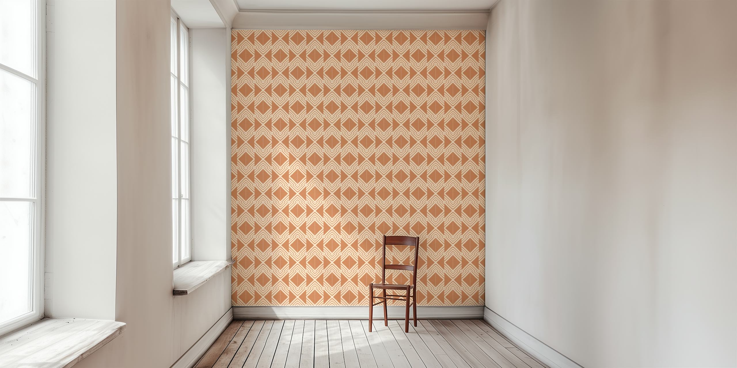 Geometric pattern in rust and cream tones wallpaper