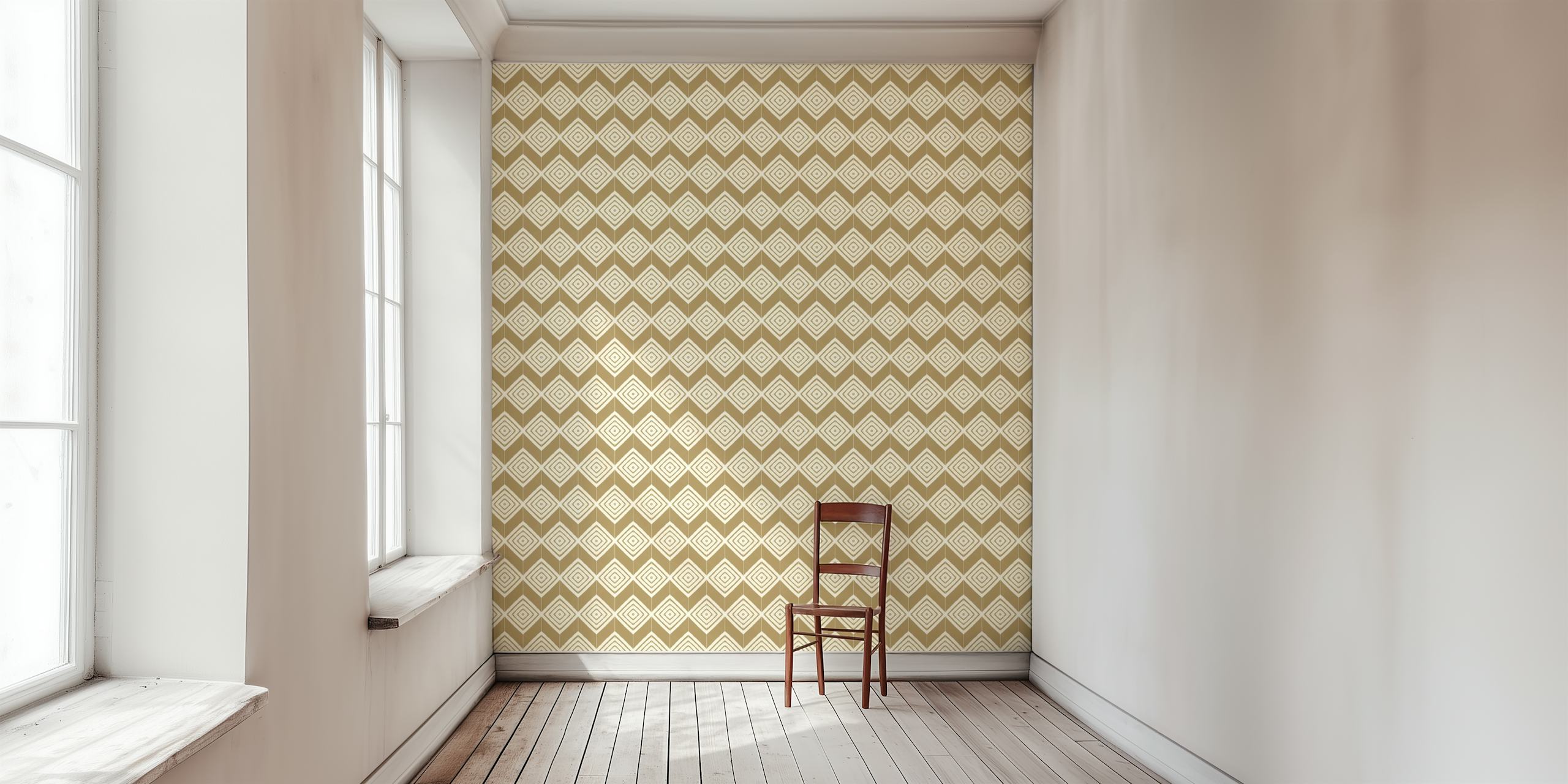 Rustic nettle diamonds tiles wallpaper in a room