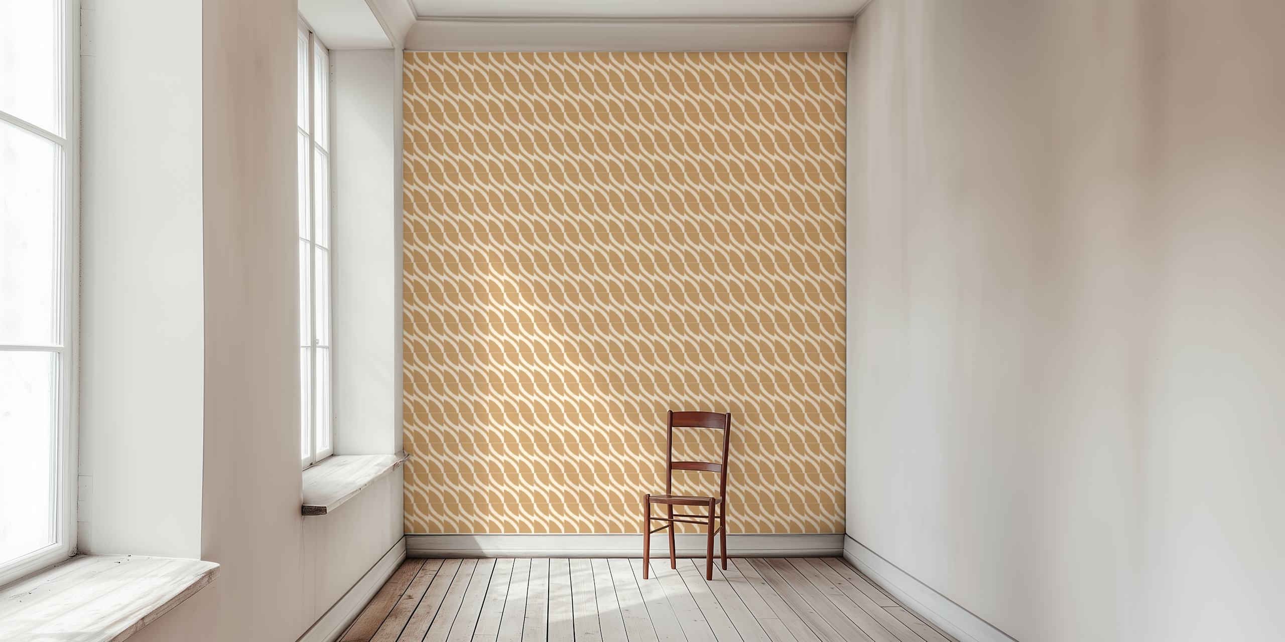 Rustic Sahara Leaves Tiles Tapete in einem Raum