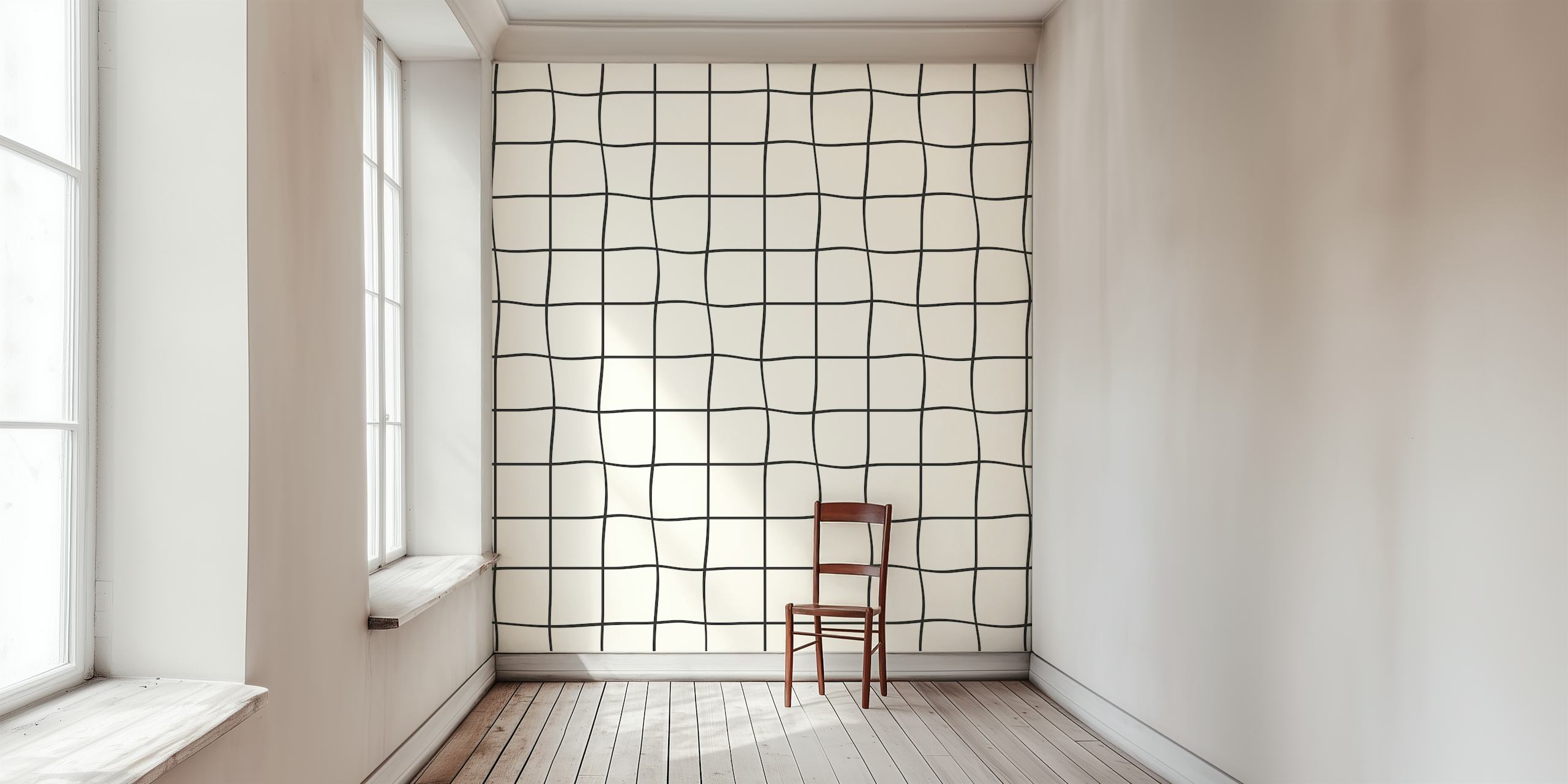 Papel pintado Minimal Grids Neutral en una habitación
