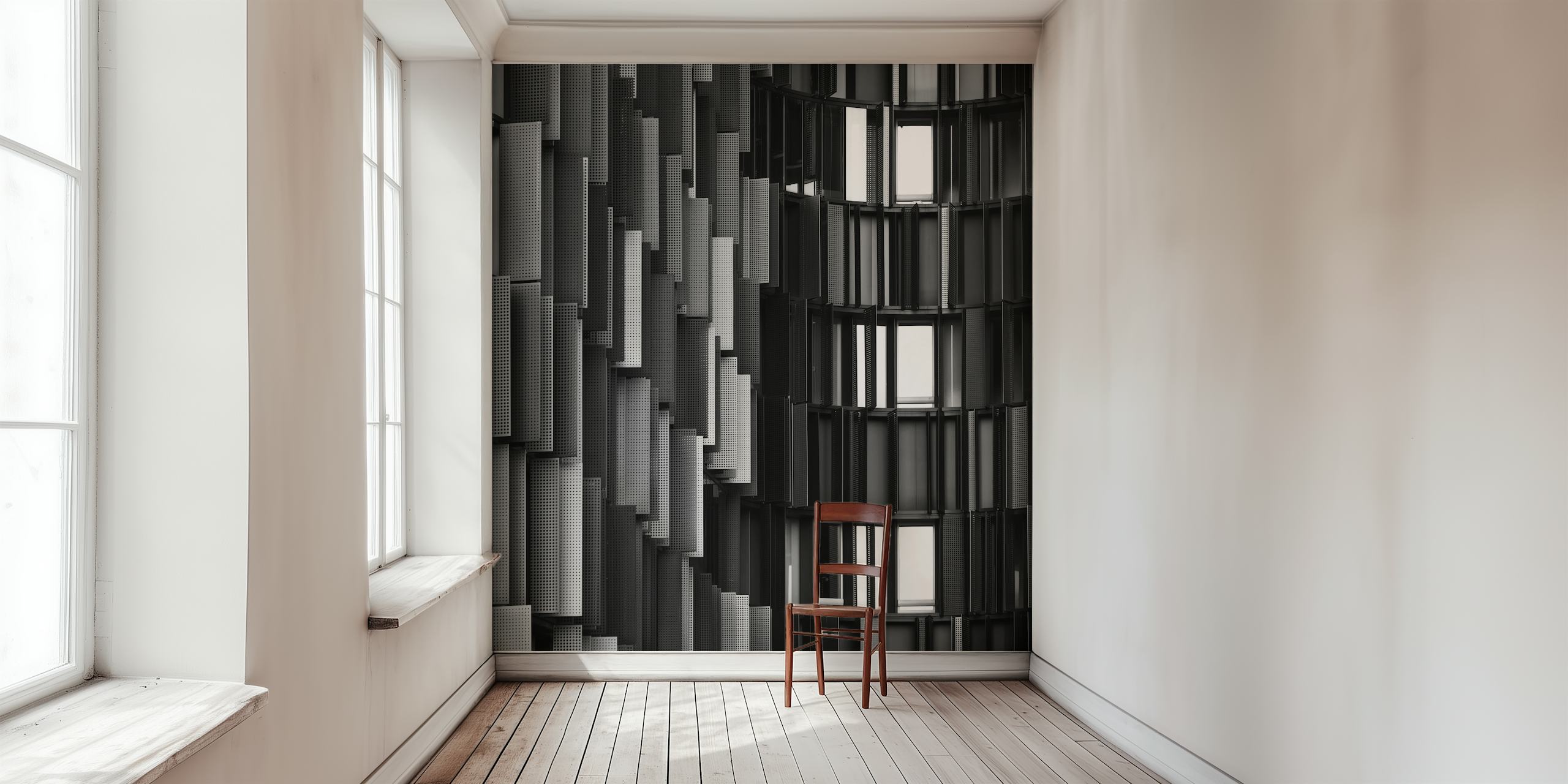 Black and white geometric pattern wallpaper
