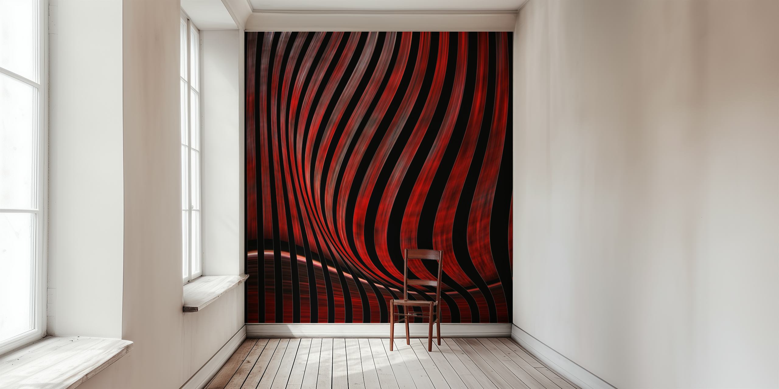 Wavy red and black lines on a dark background wallpaper