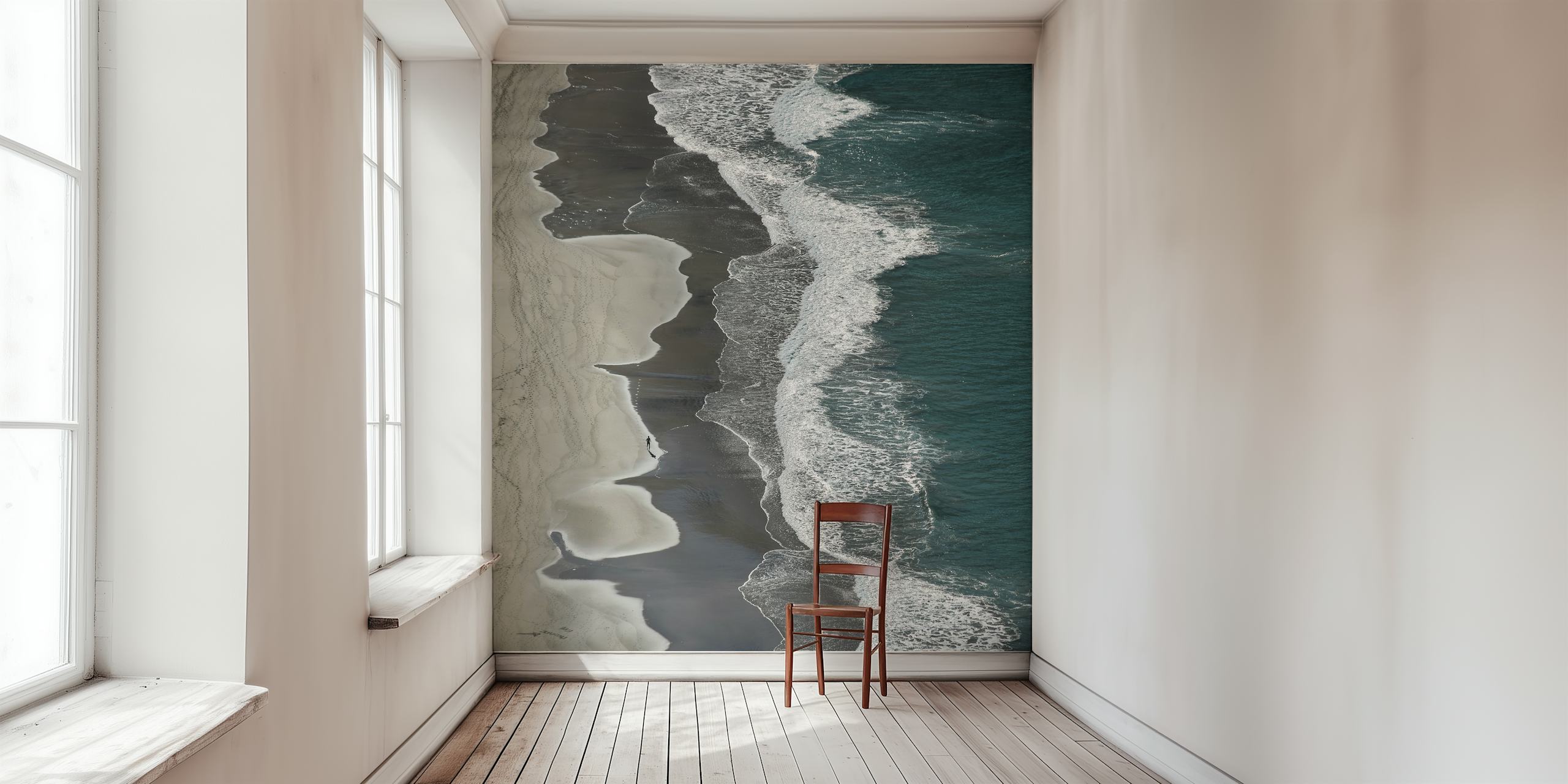Running waves wallpaper in a modern room