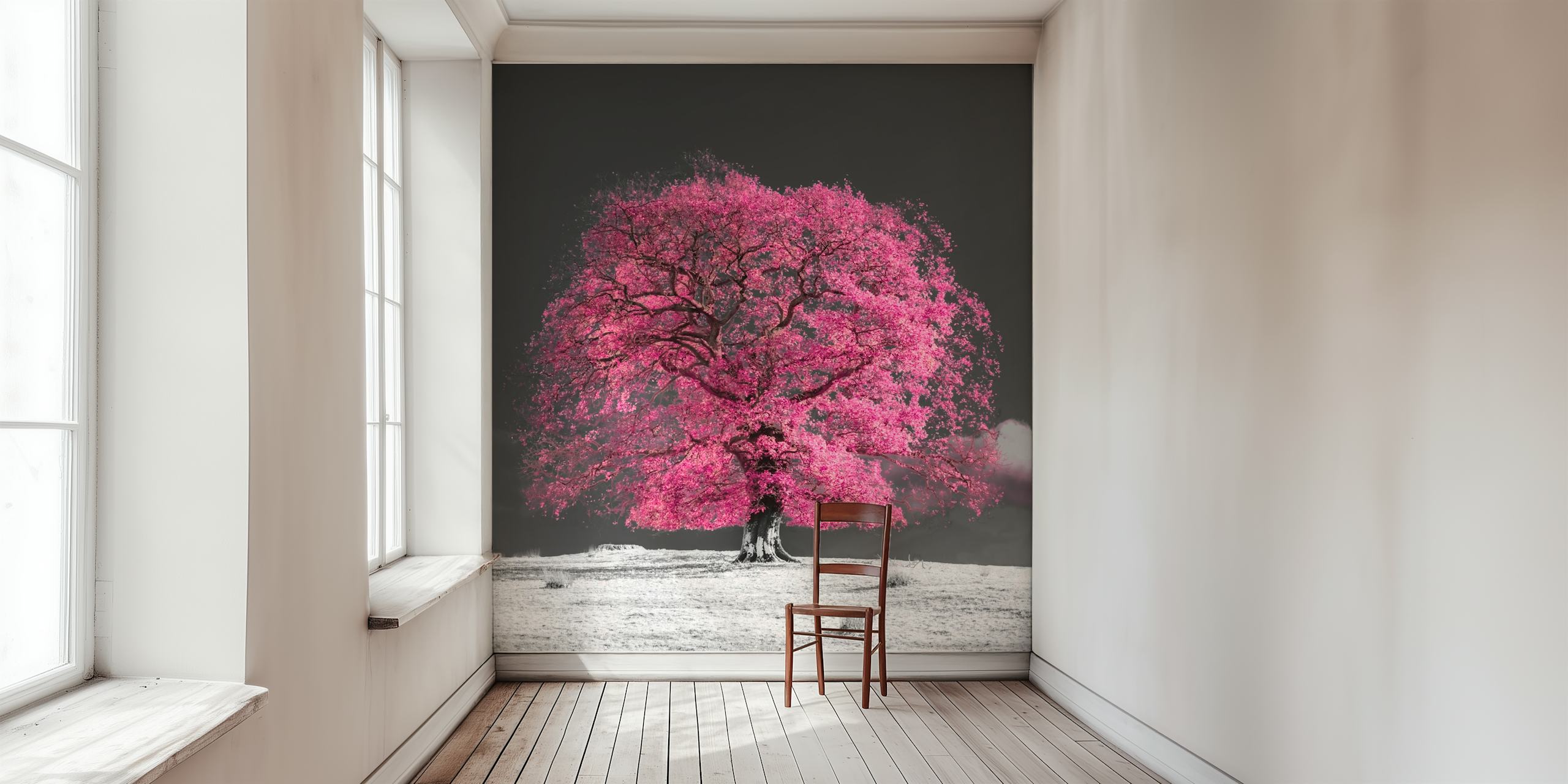 Papier peint Pink Tree dans une pièce