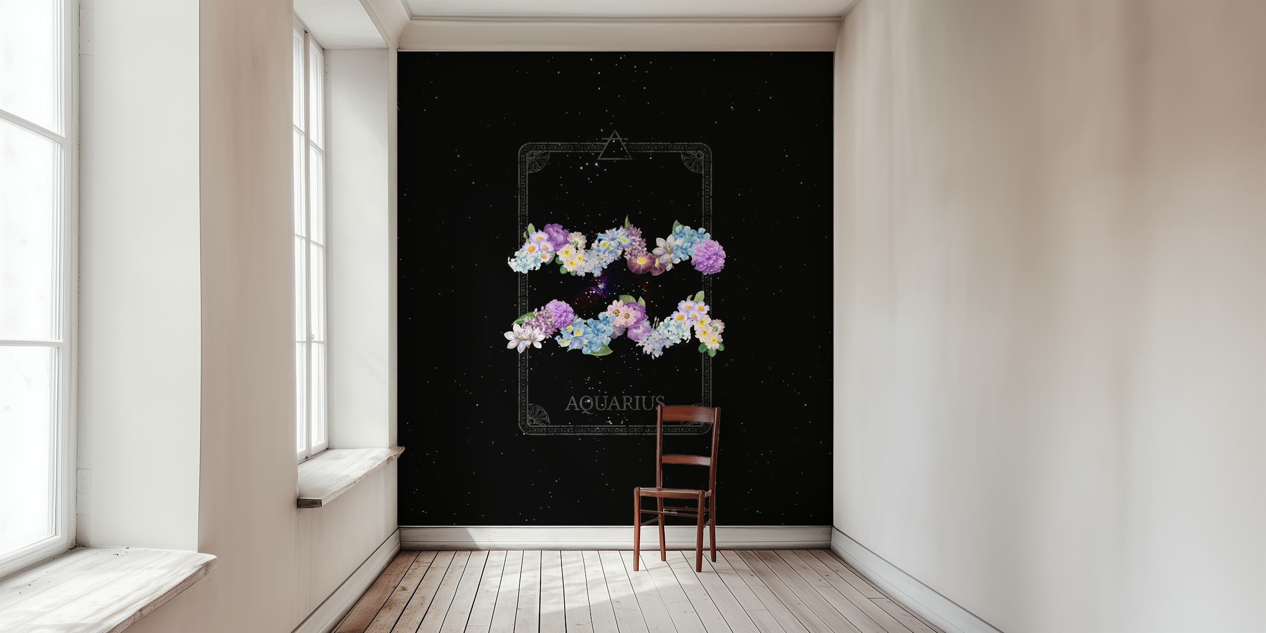 Papel pintado Floral Zodiac Sign Aquarius en una habitación