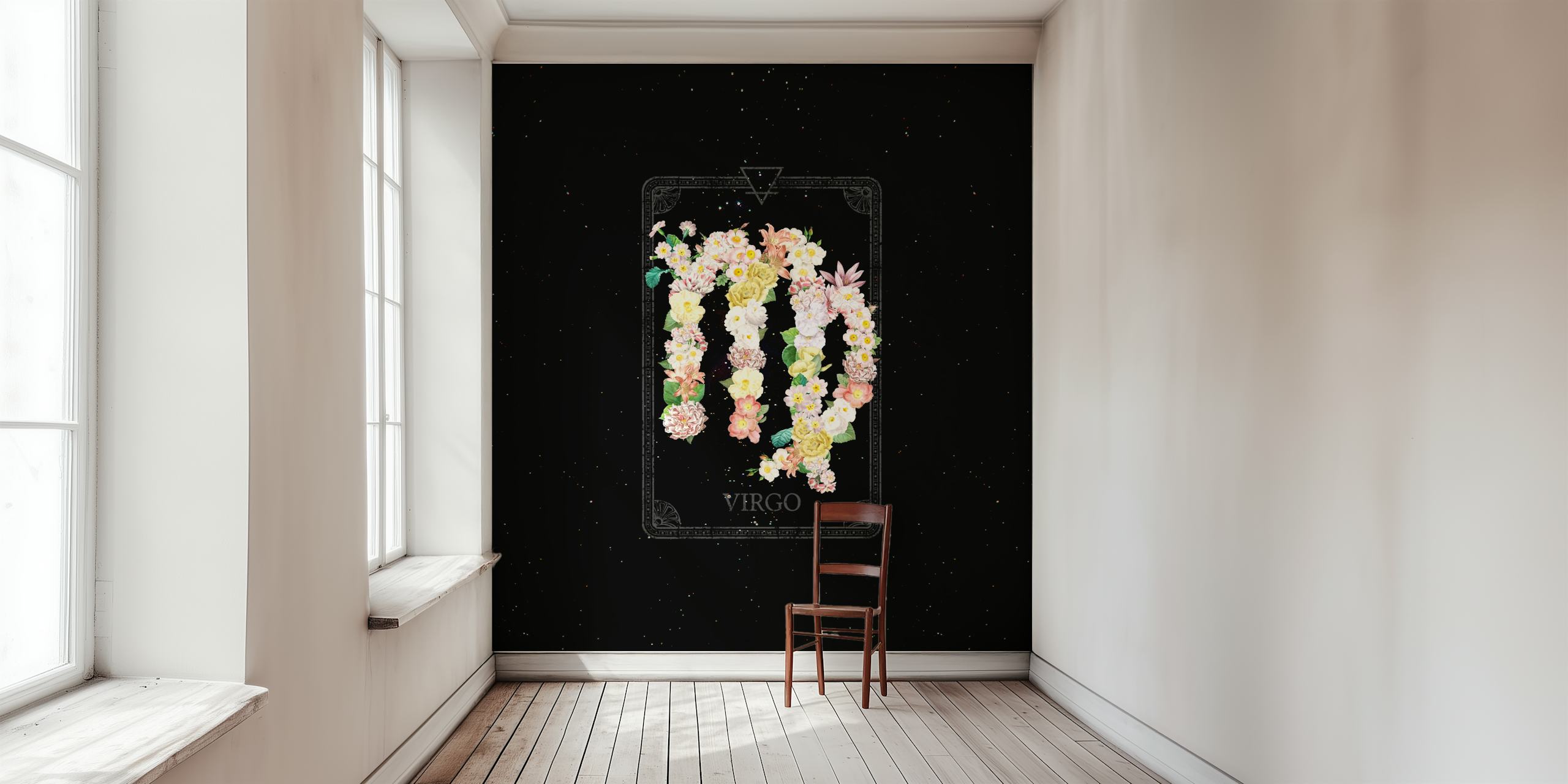 Floral Zodiac Sign Virgo wallpaper in a room