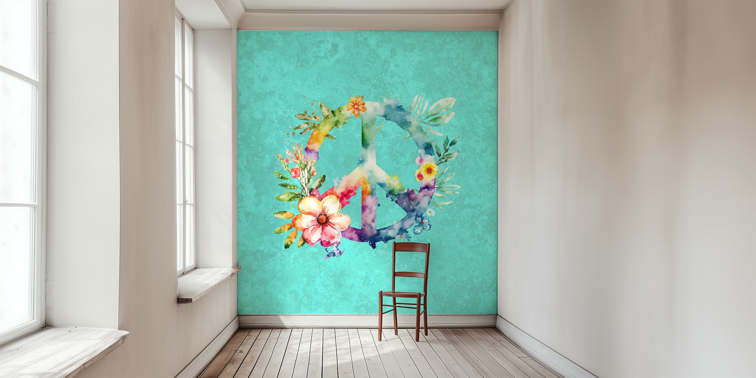 Papel de parede Flower Power Peace em um quarto