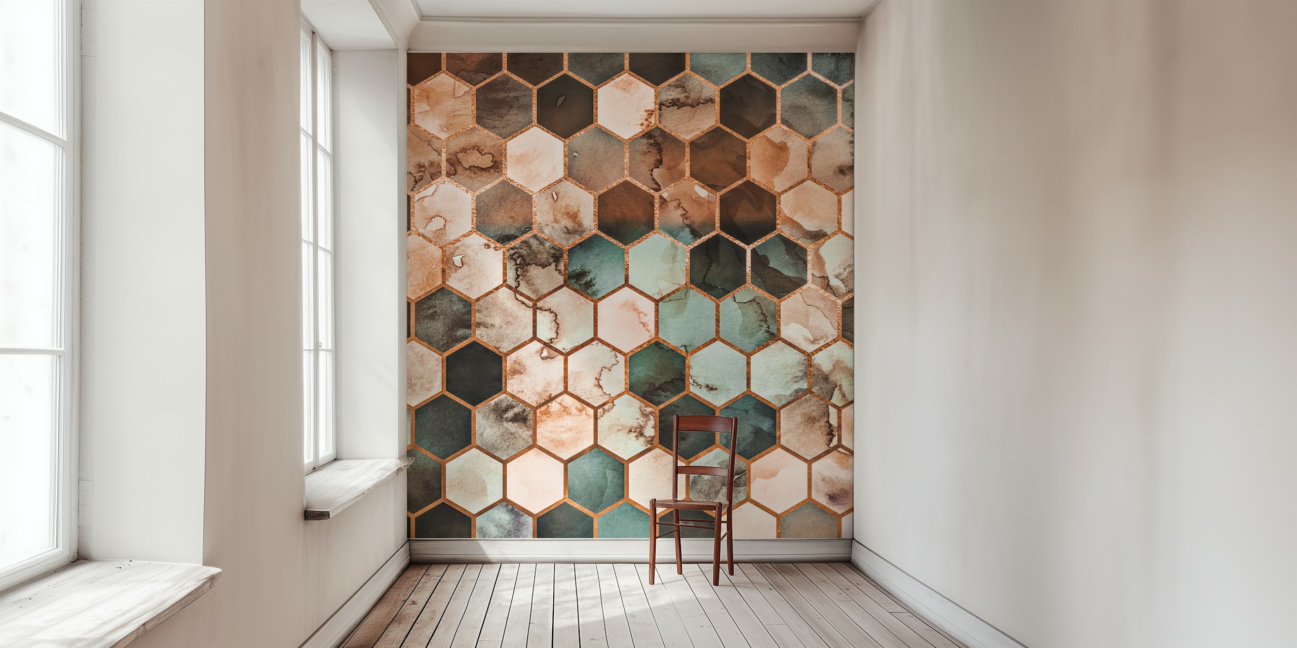 Rugged Marble Copper Teal Diseño De Papel Pintado
