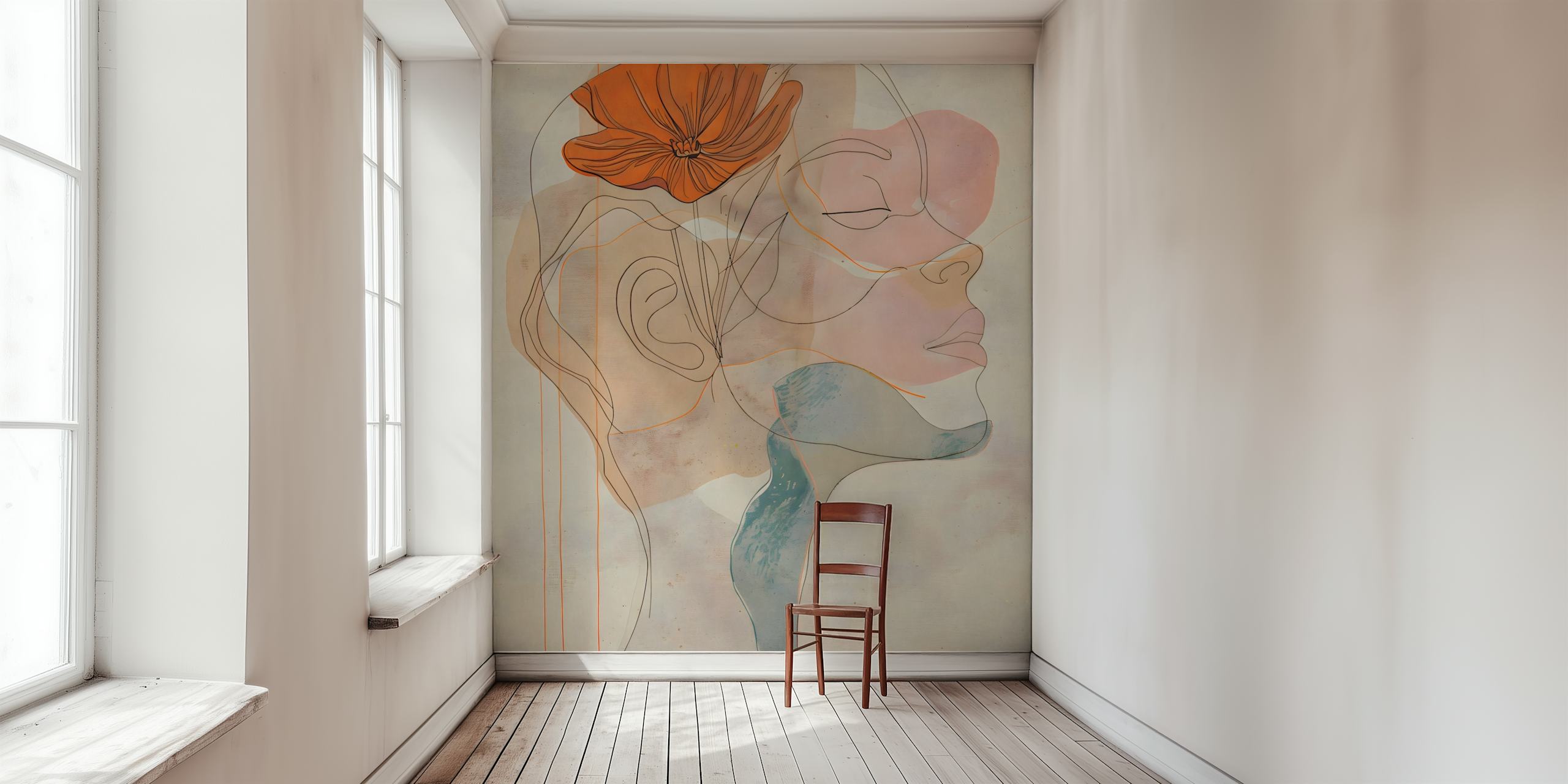 Contours of Woman behang in een kamer
