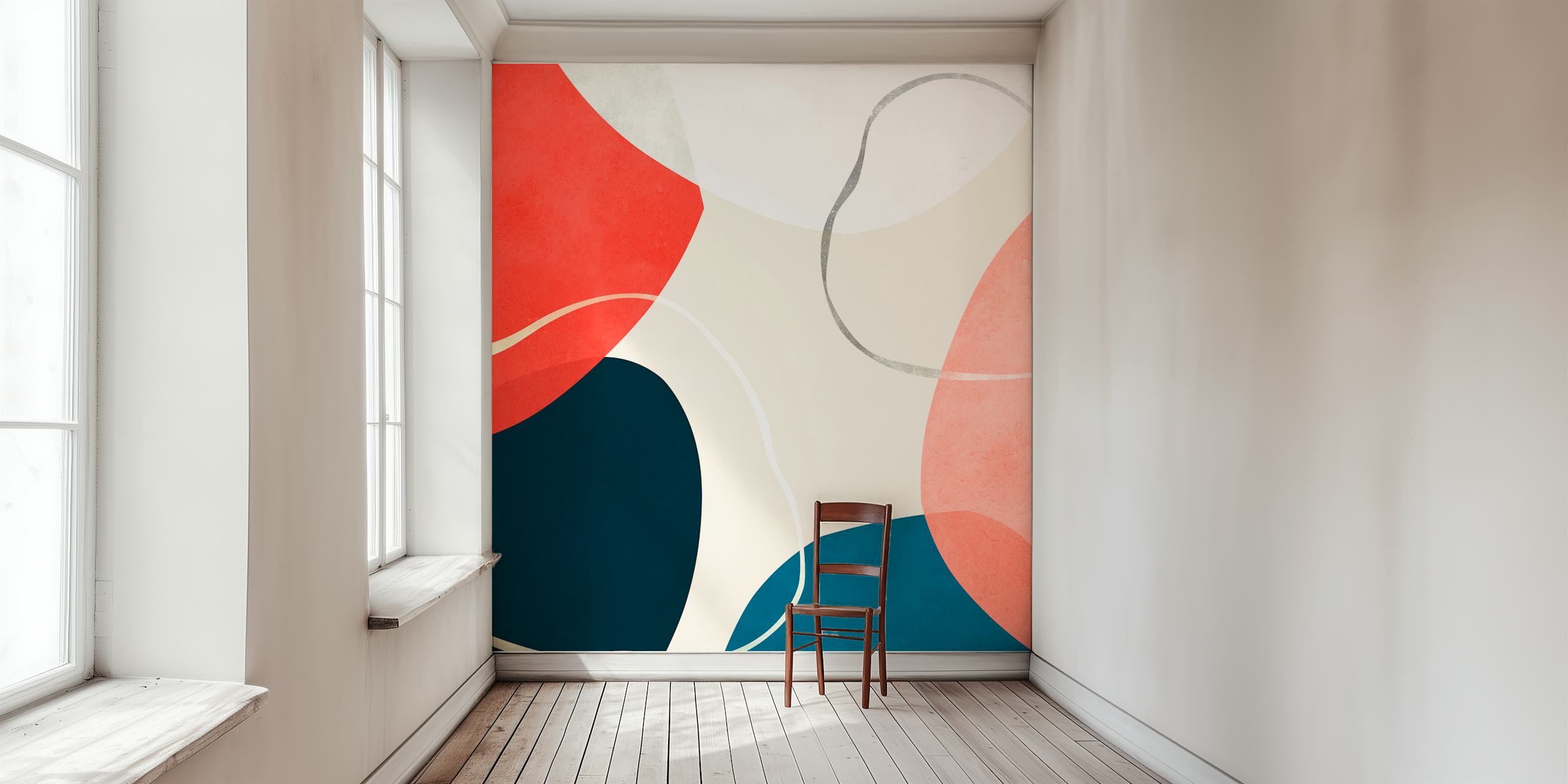 Colorful abstract shapes tapet i ett rum
