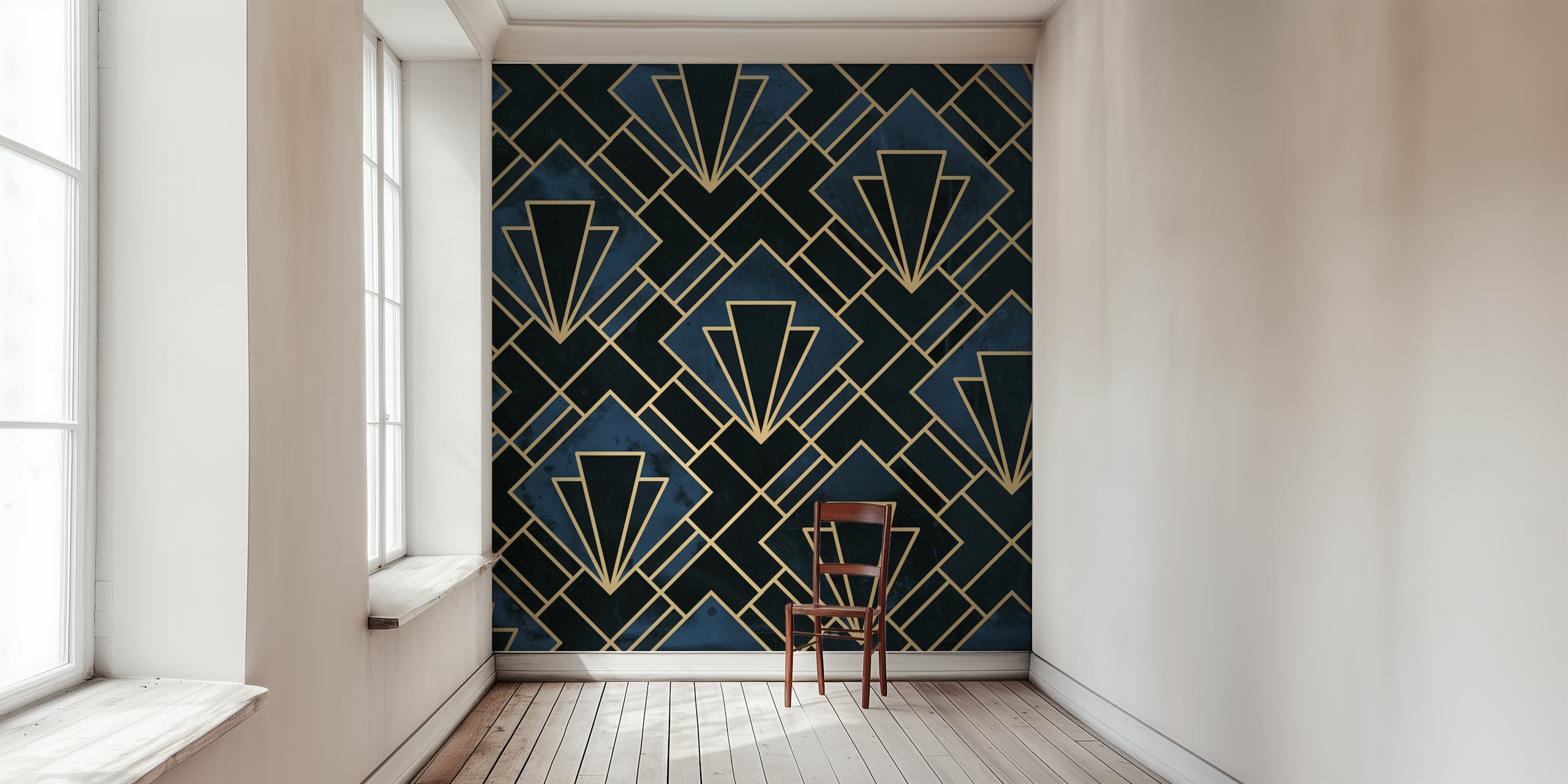 Navy Blue Art Deco Mosaic tapet i et rom