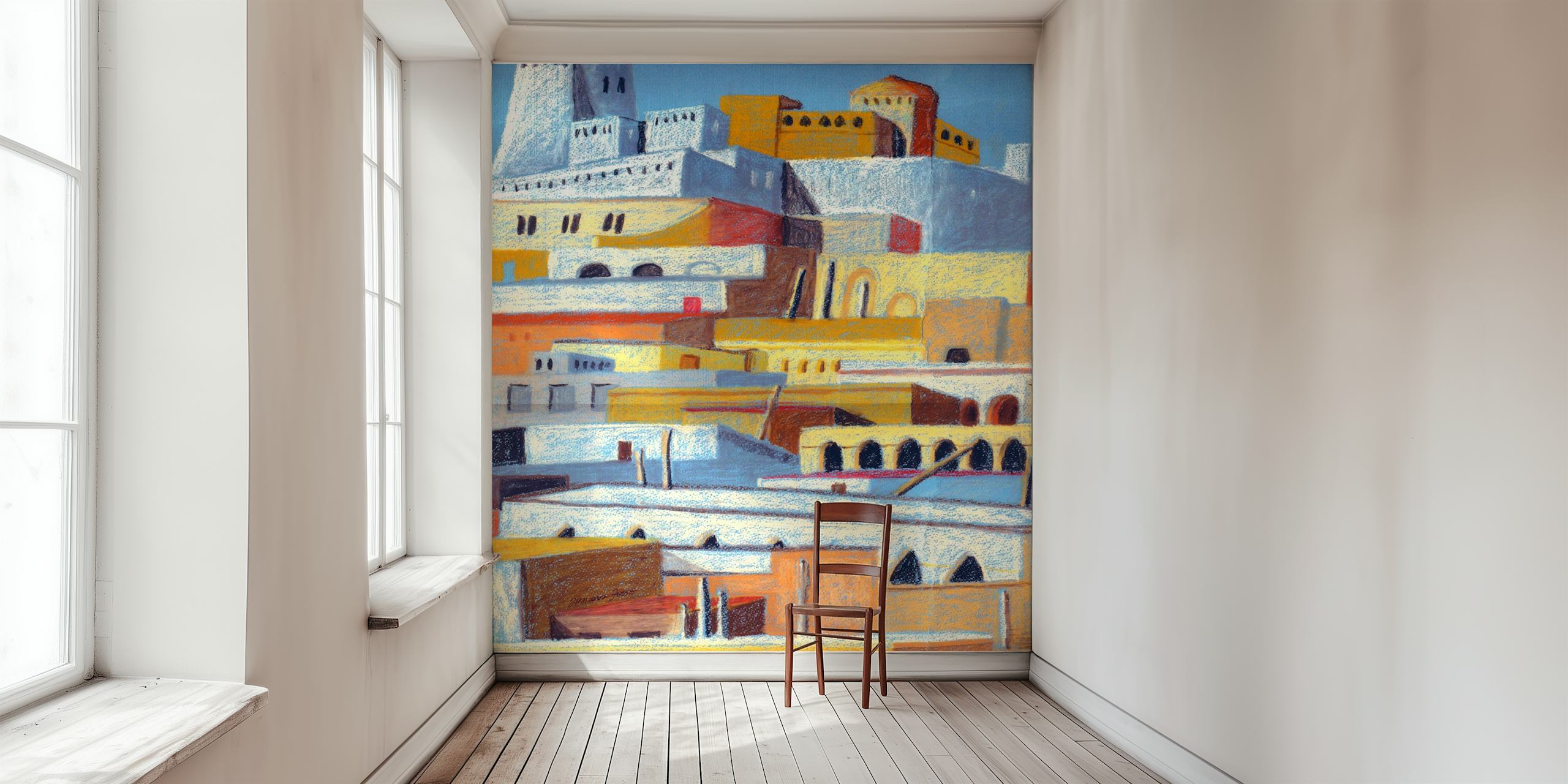 Tapeta Mediterranean city v moderní místnosti
