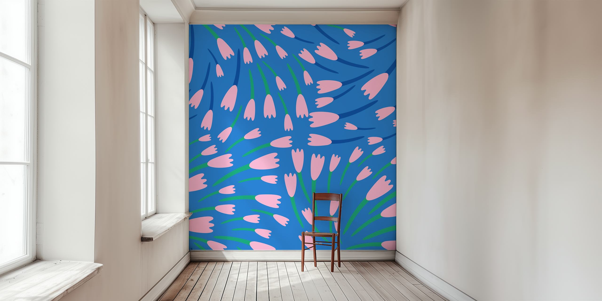 Tapeta Powder pink tulips u sobi