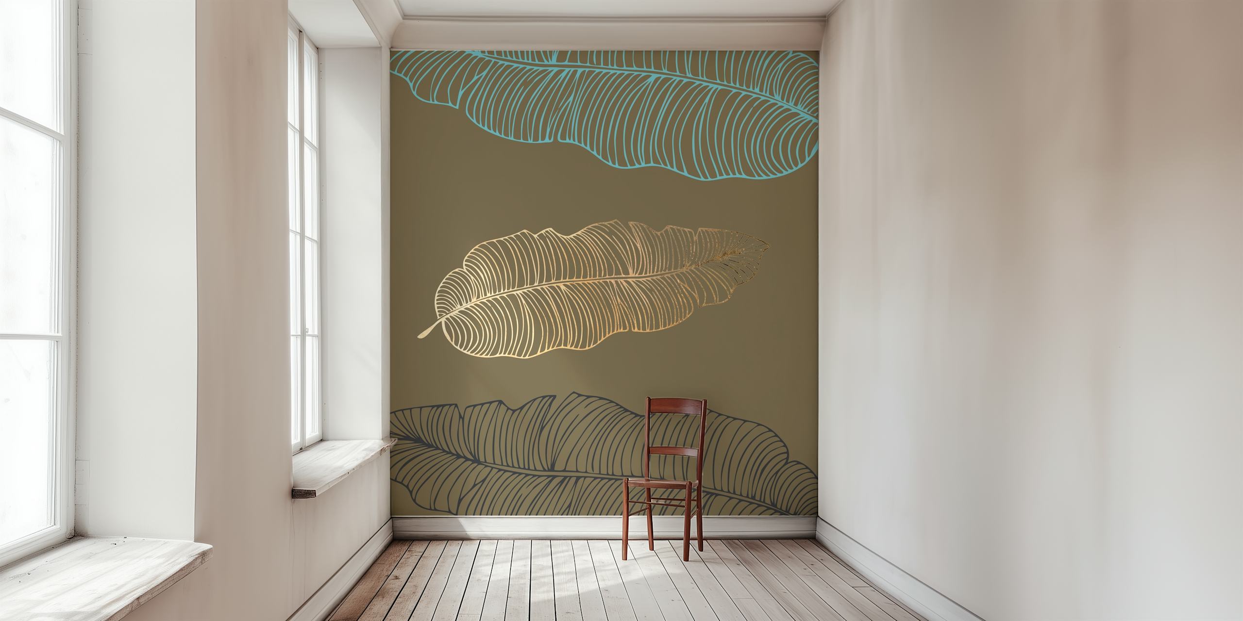 Taupe Mocha Jumbo Palm Leaves tapet i et rom