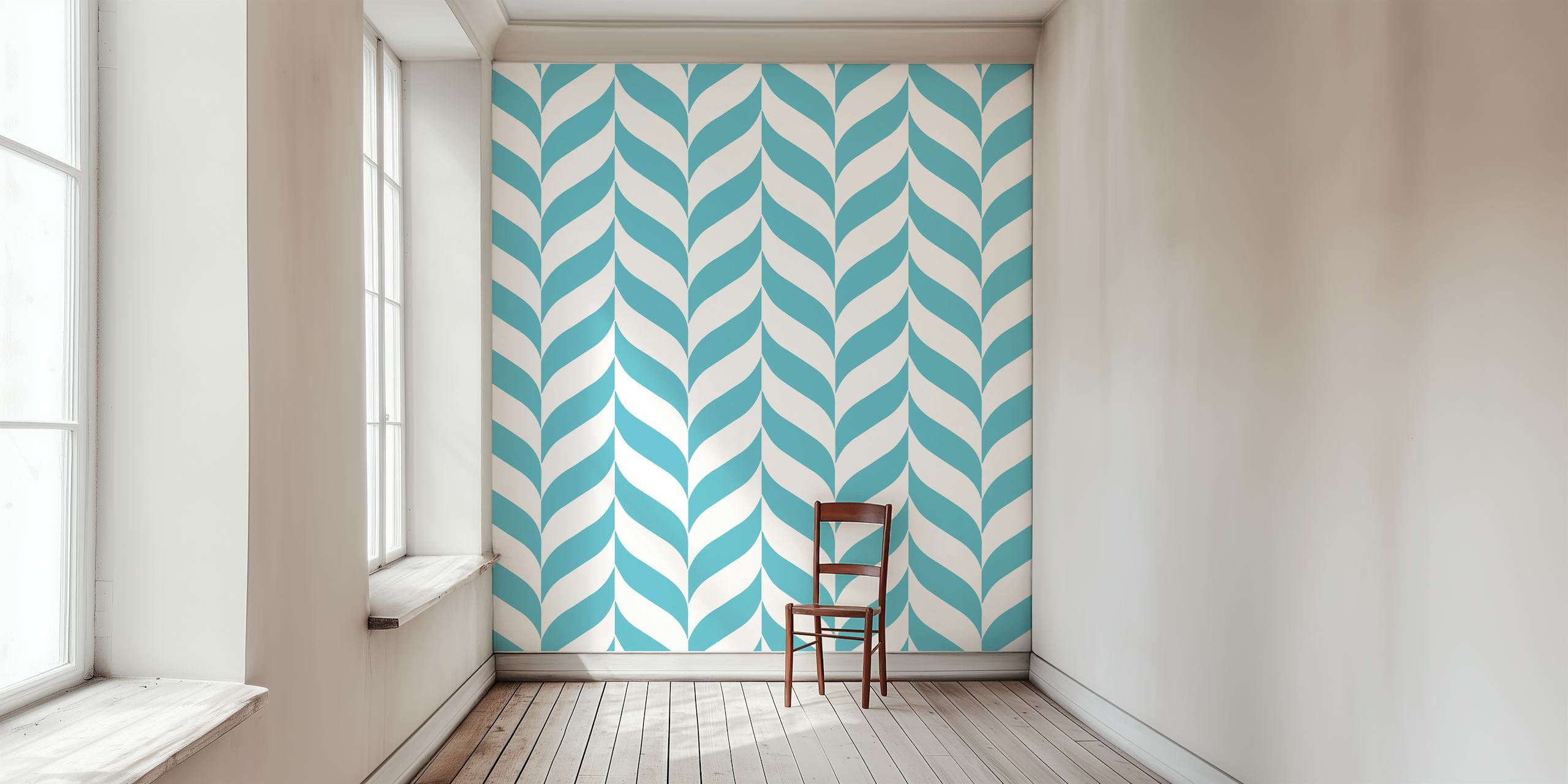 Blue chevron pattern on white background wallpaper