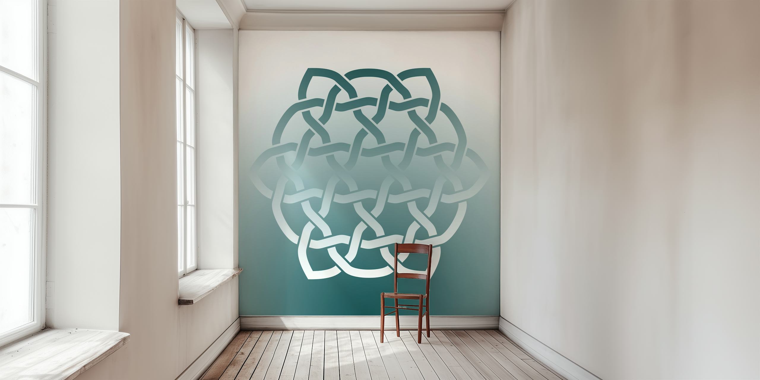 Papel pintado Blue Gradient Celtic Knot en una habitación