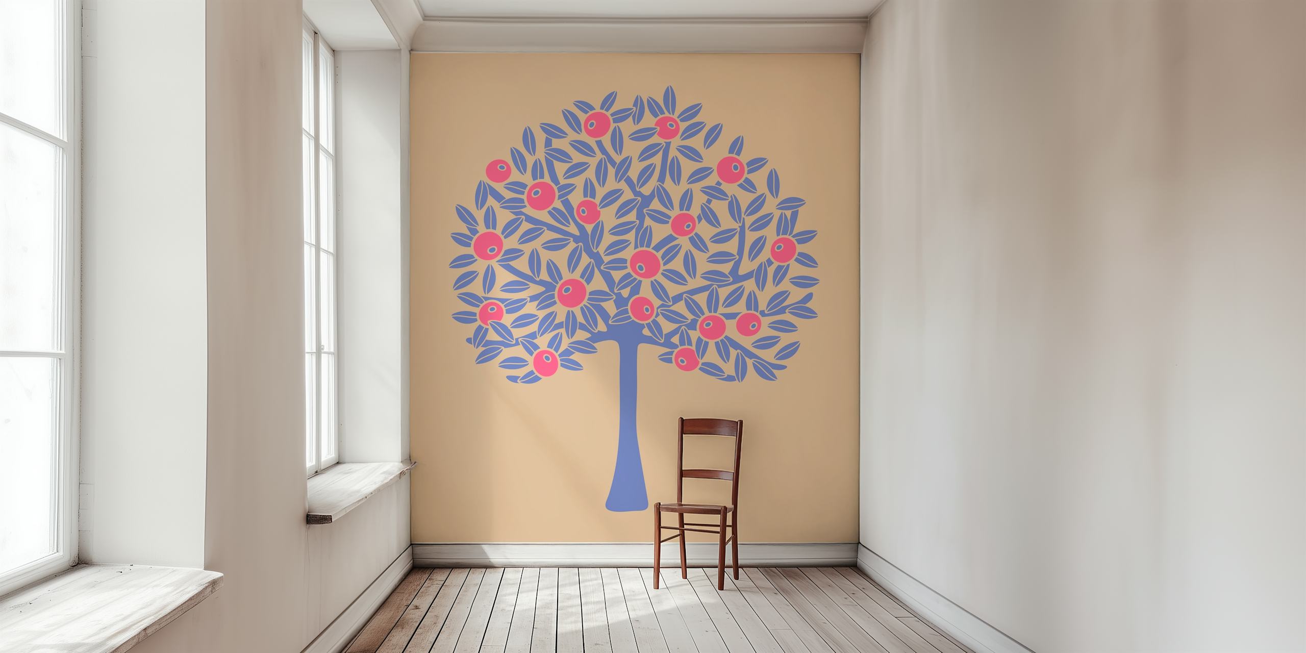 Carta da parati albero da frutto lavanda viola in una stanza