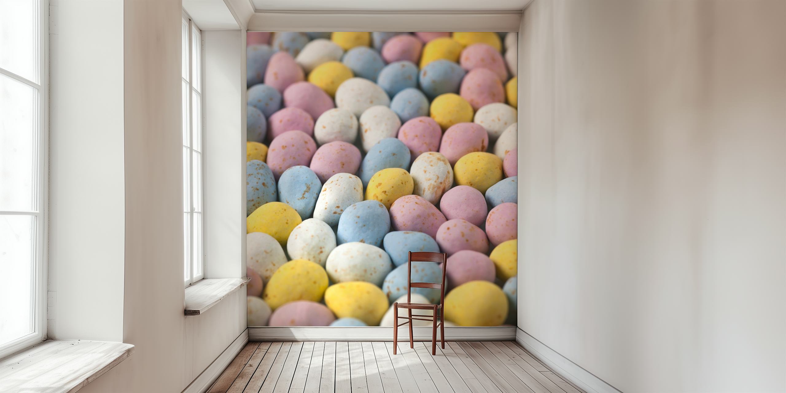 Easter themed wallpaper with colorful eggs