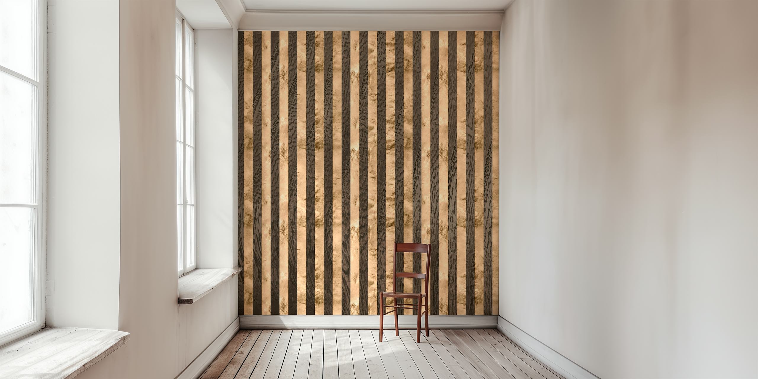 Ταπετσαρία Rose Gold & Wood Stripes σε ένα δωμάτιο