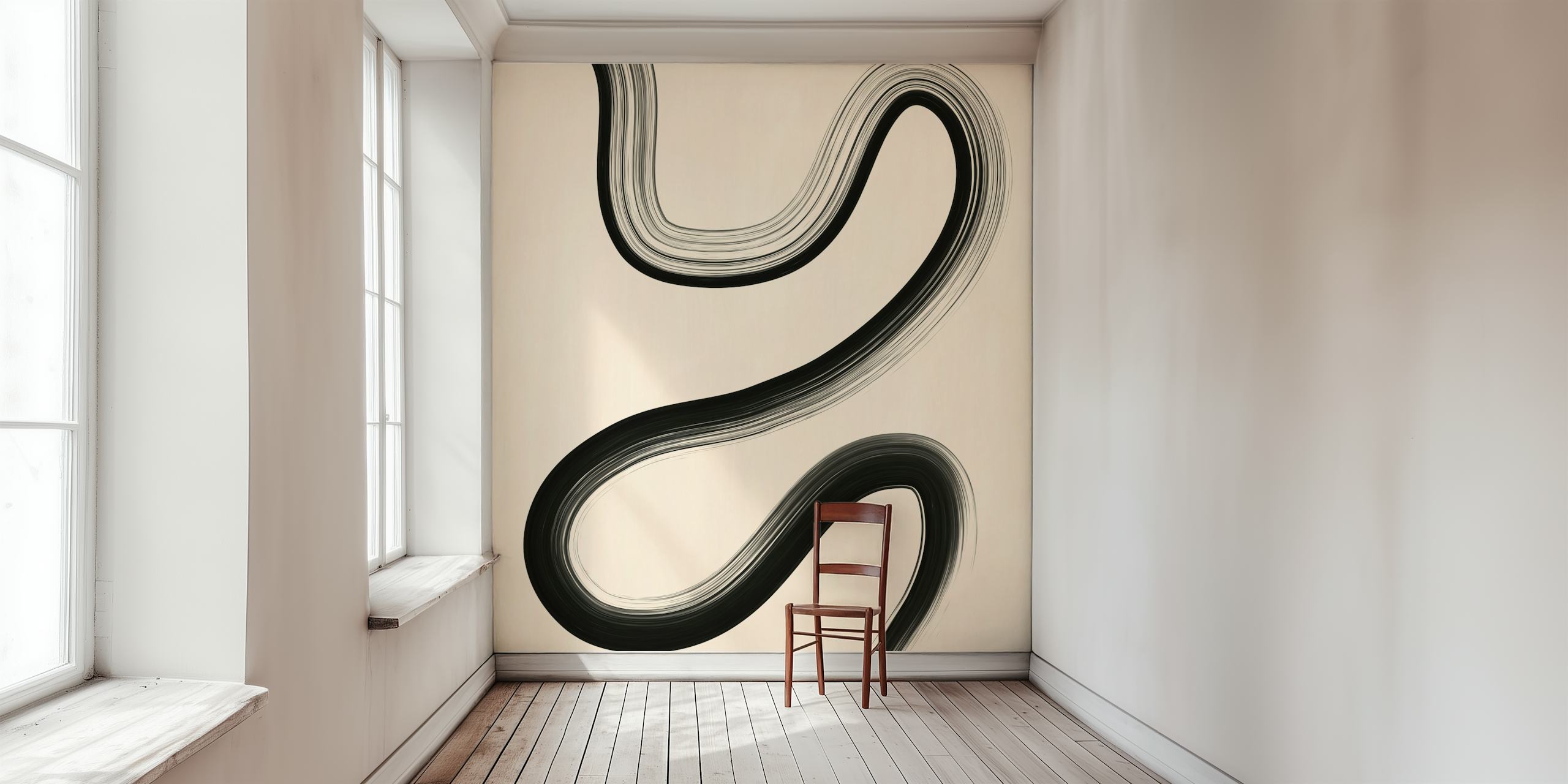 Μινιμαλιστικός μαυρός Black Brush Stroke Art τοίχος τοίχου