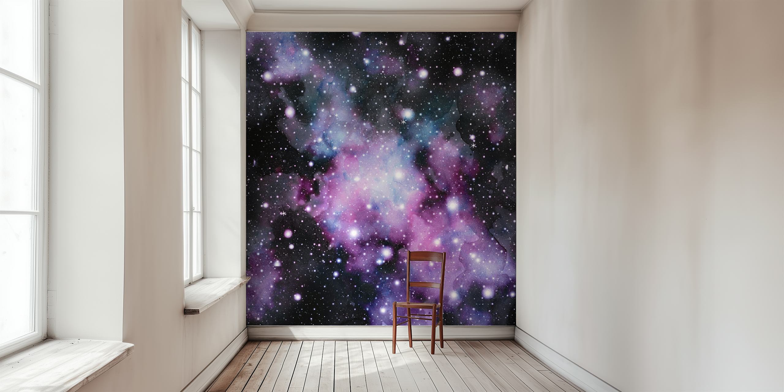Unicorn Galaxy Nebula Dream 2-tapet med stjerneklar kosmisk bakgrunn i lilla og rosa fargetoner.