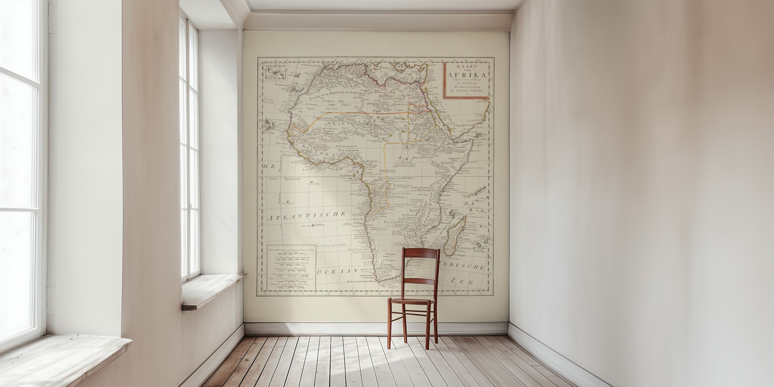 Vintage Africa Map wallpaper in a room
