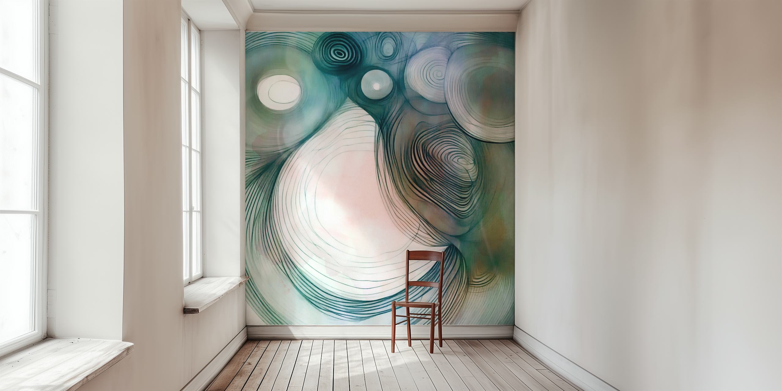 Papel pintado Organic Line Watercolor Abstract en una habitación