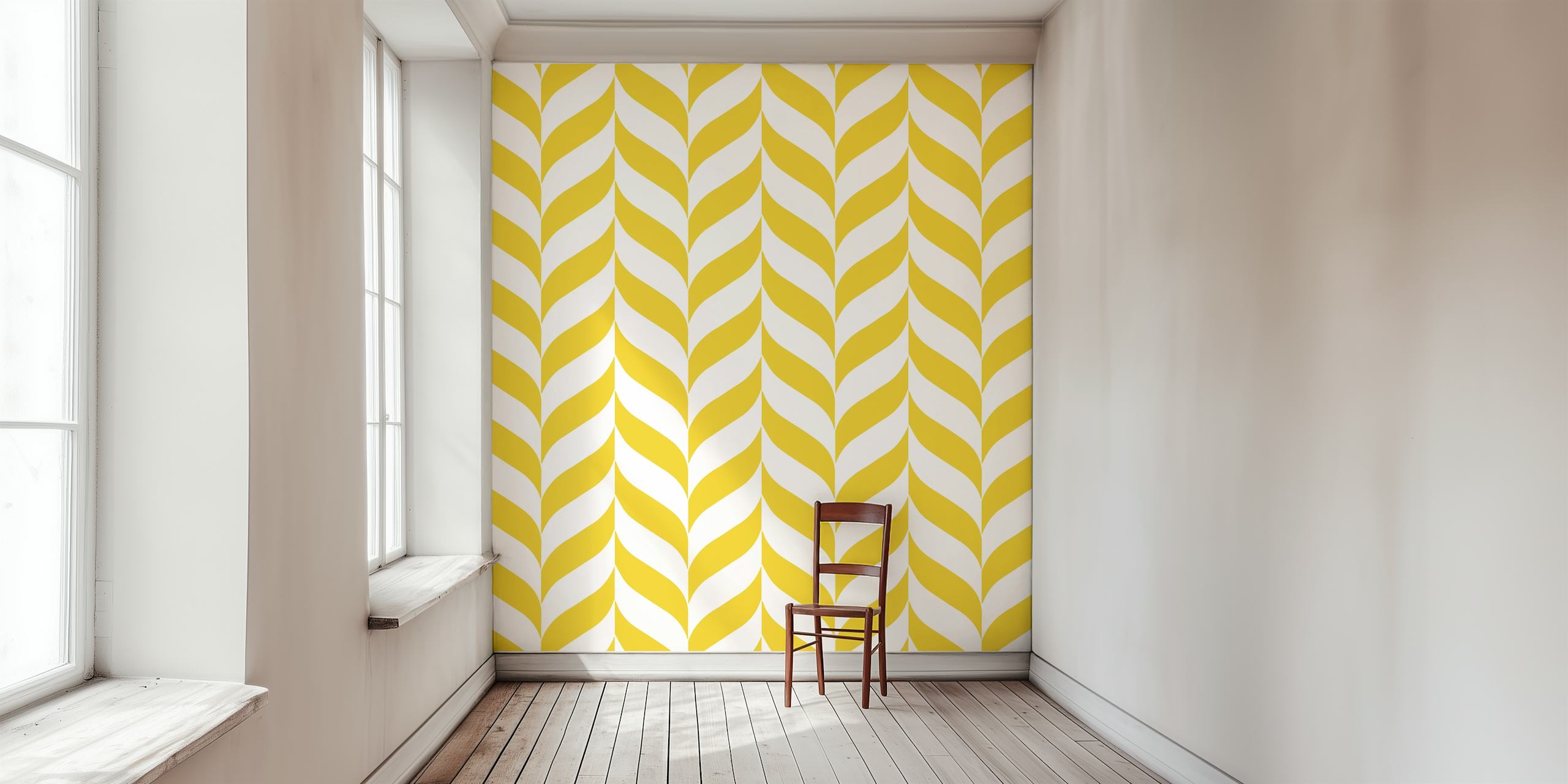 Mostaza y blanco Modern Chevron pattern mustard white en el interior
