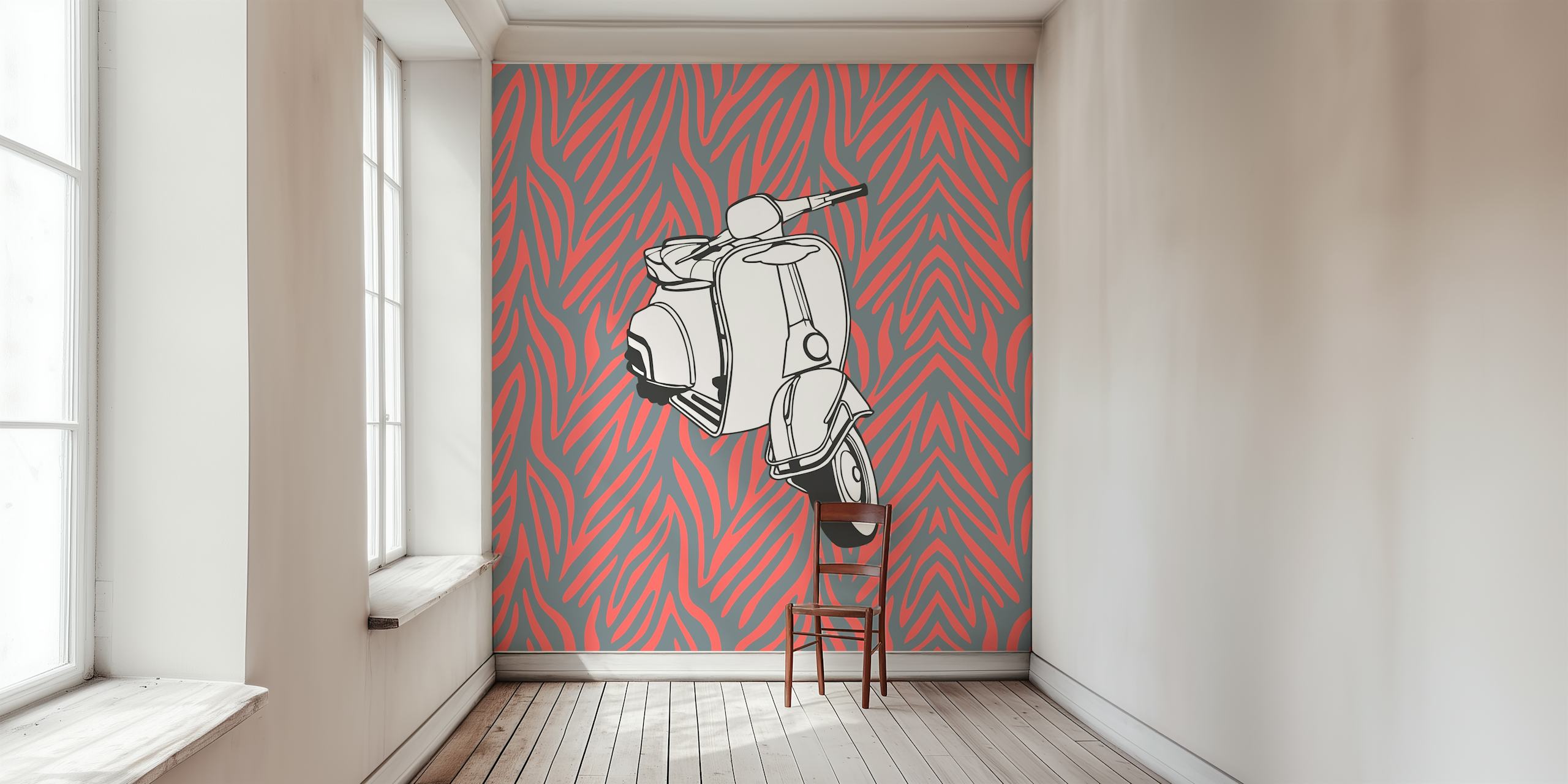 Vespa bike na tapeti s uzorkom životinje
