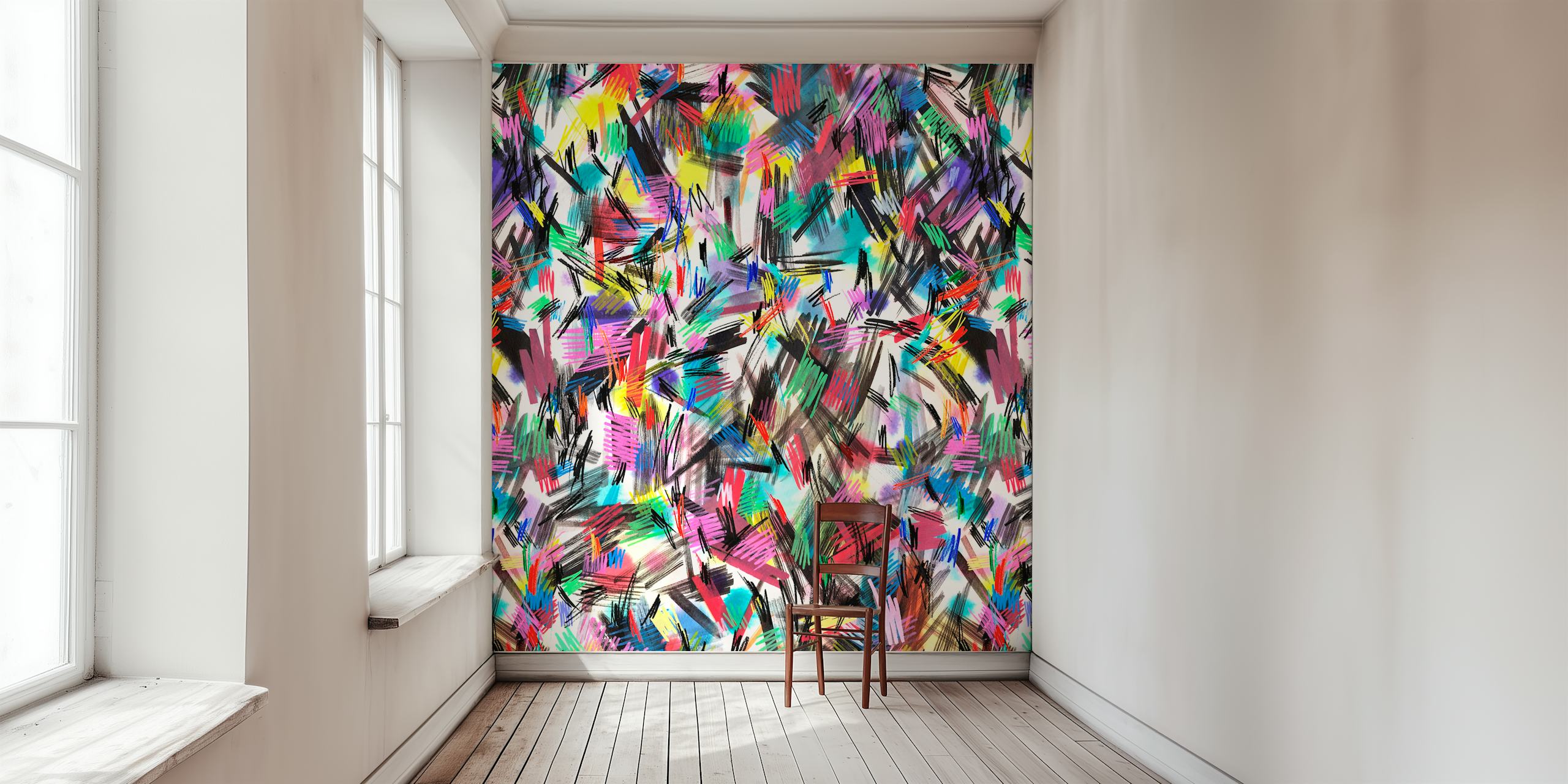 Colorful abstract brushstroke design multi-color wallpaper