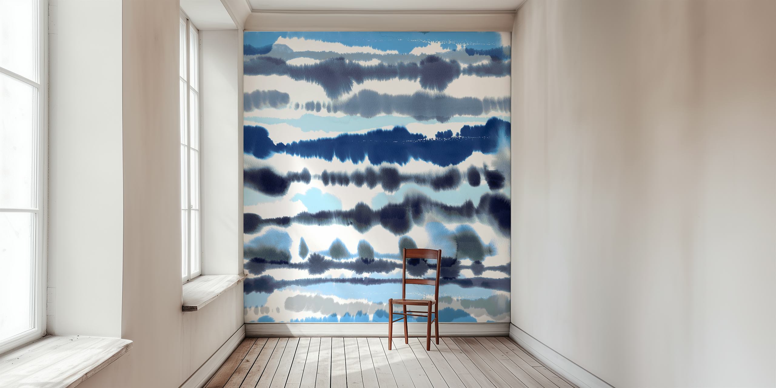 Soft Nautical Watercolor Lines Tapete in einem Raum