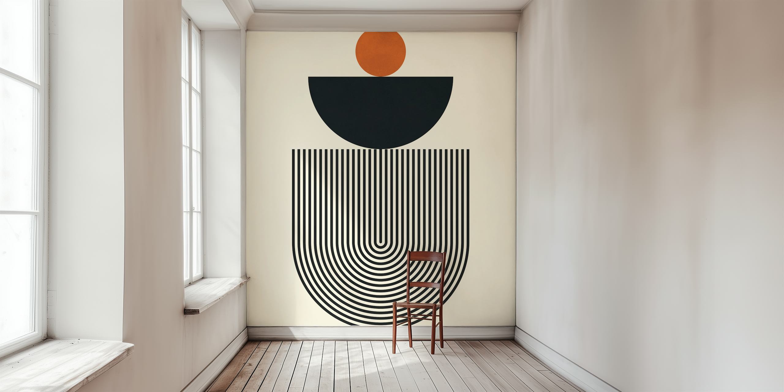 Circles and lines tapet i et moderne rom