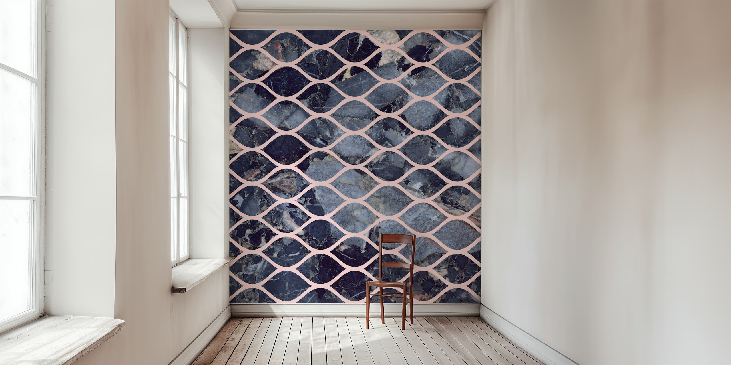 Ogee pattern in indigo marble tapetti