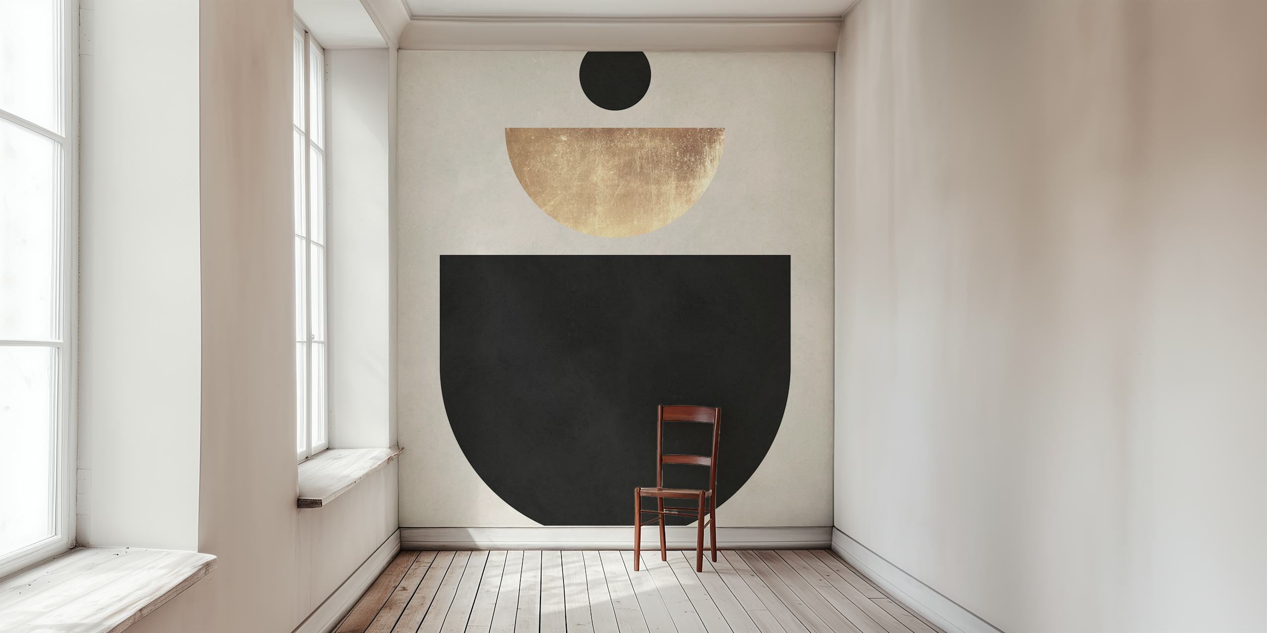 Papier peint Black and gold shapes dans une pièce