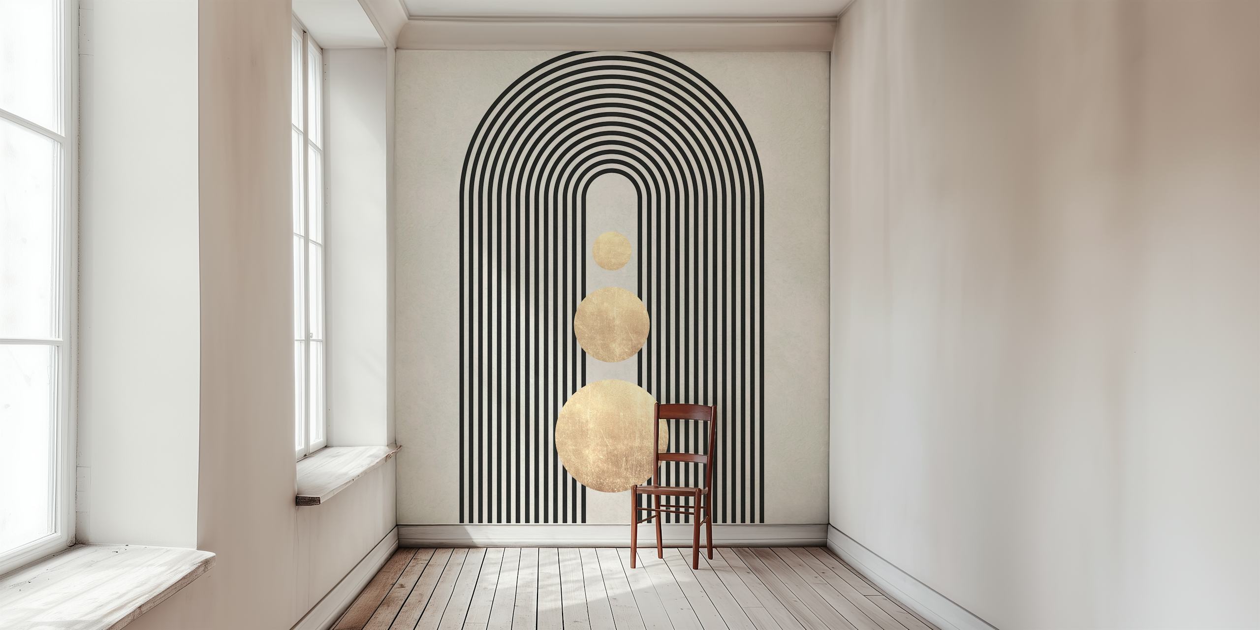 Papier peint Black and gold shapes dans une pièce